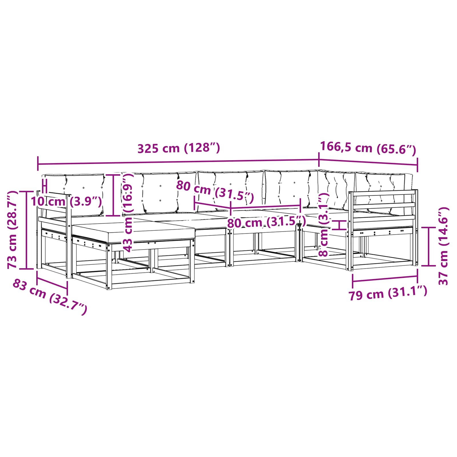 Set vanjskih sofa s jastukom 5 pcs Bijela i krem Poliester