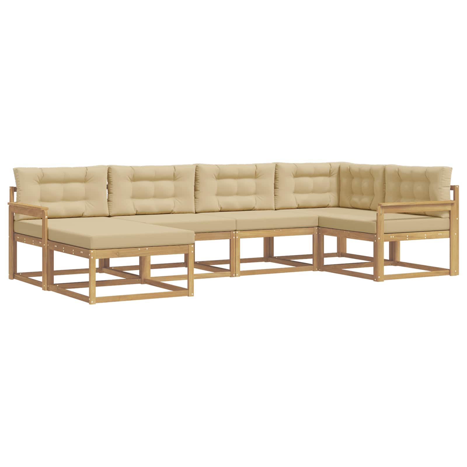 Set vanjskih sofa s jastukom 5 pcs Bijela i bež Poliester