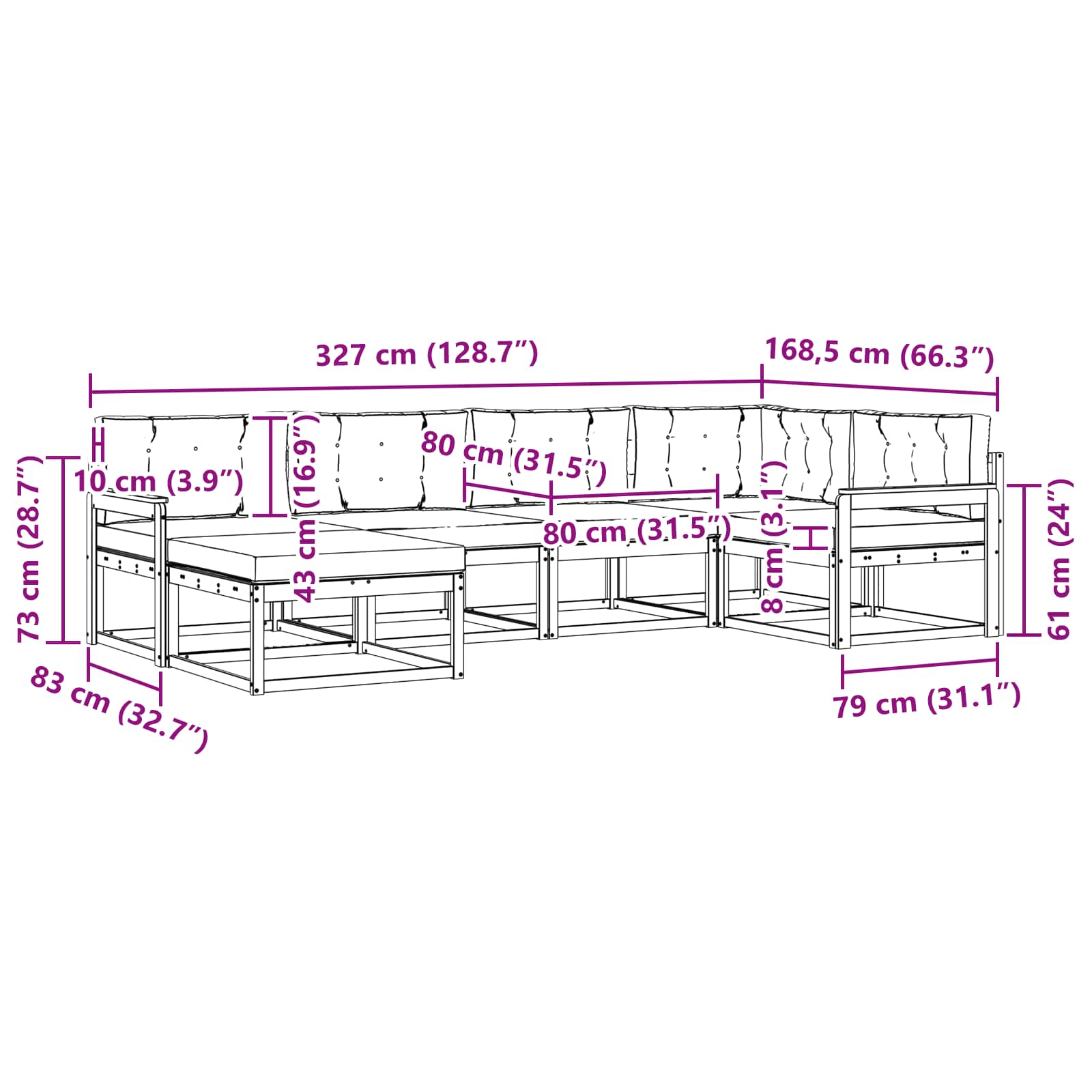 Set vanjskih sofa s jastukom 5 pcs Bijela i bež Poliester