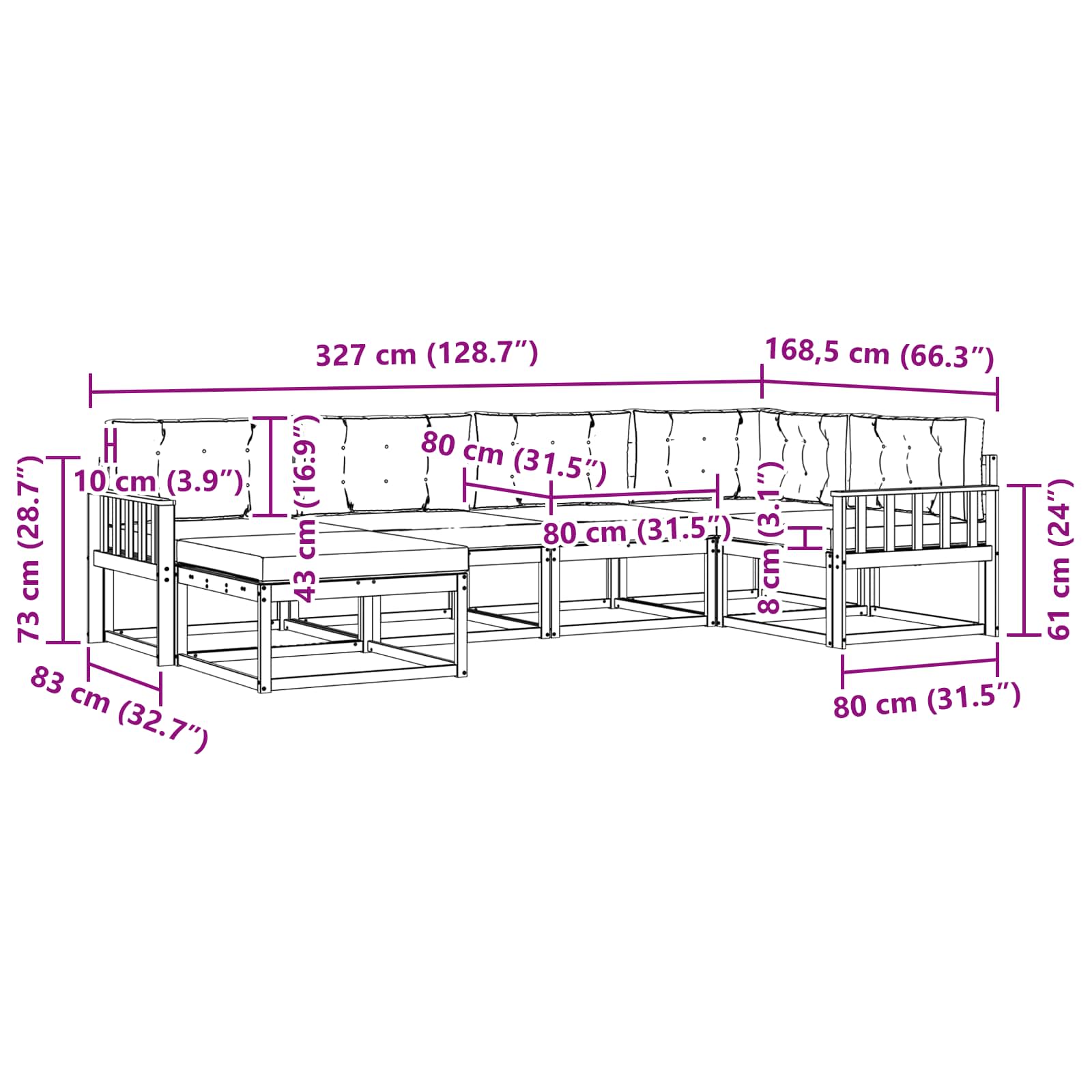 Set vanjskih sofa s jastukom 5 pcs Bijela i bež Poliester