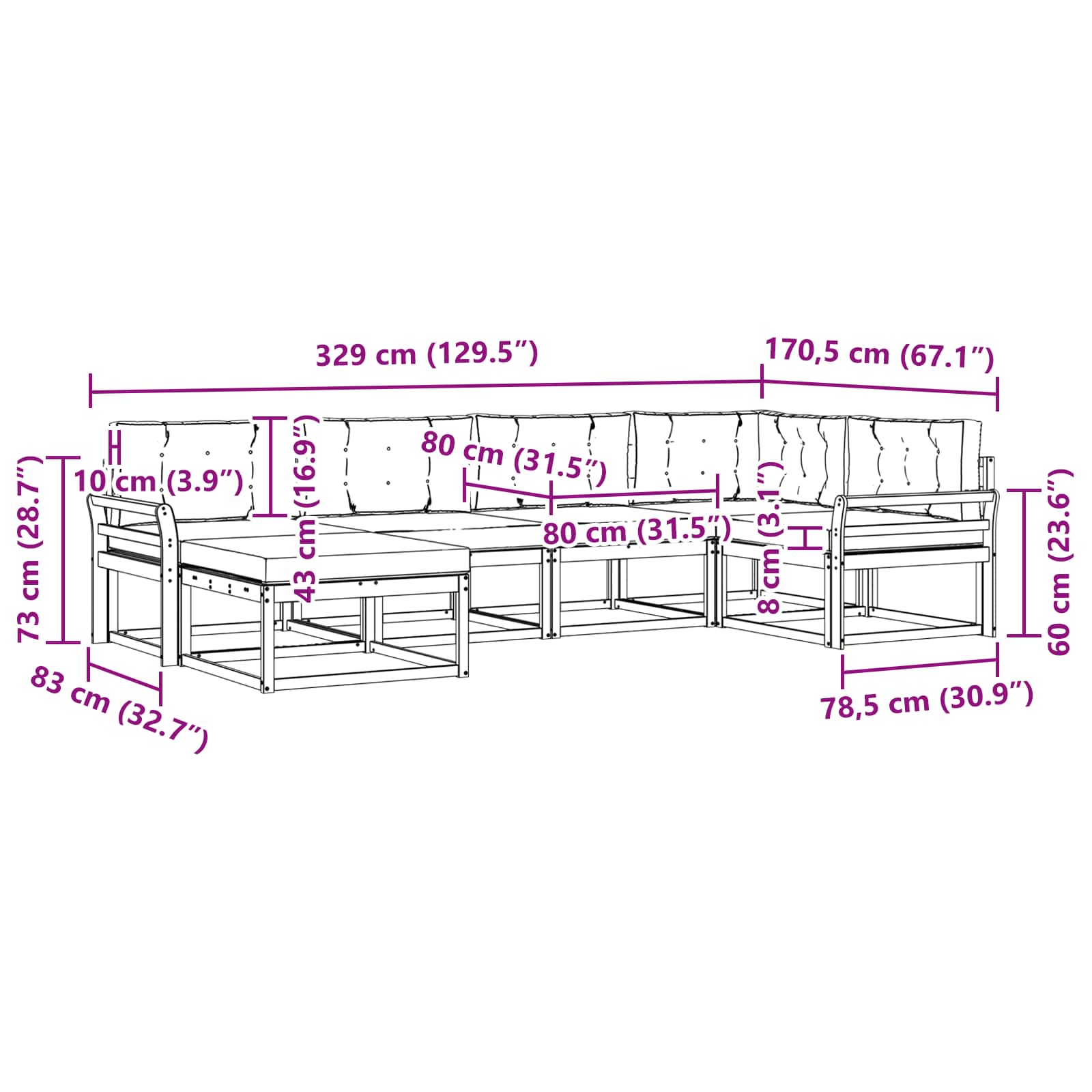 Set vanjskih sofa 5 pcs Bijela i svjetlosiva Poliester