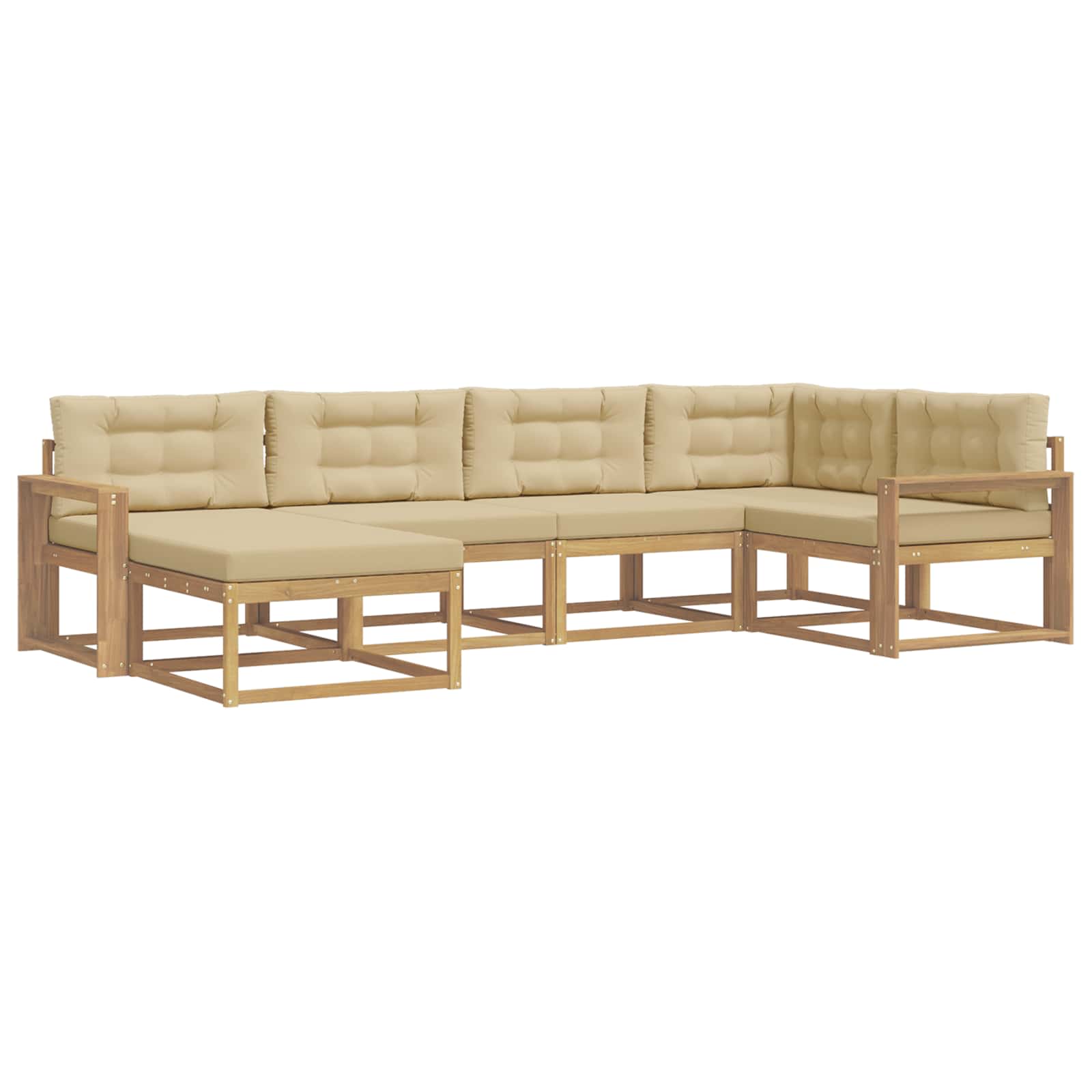 Set vanjskih sofa s jastukom 5 pcs Bijela i bež Poliester
