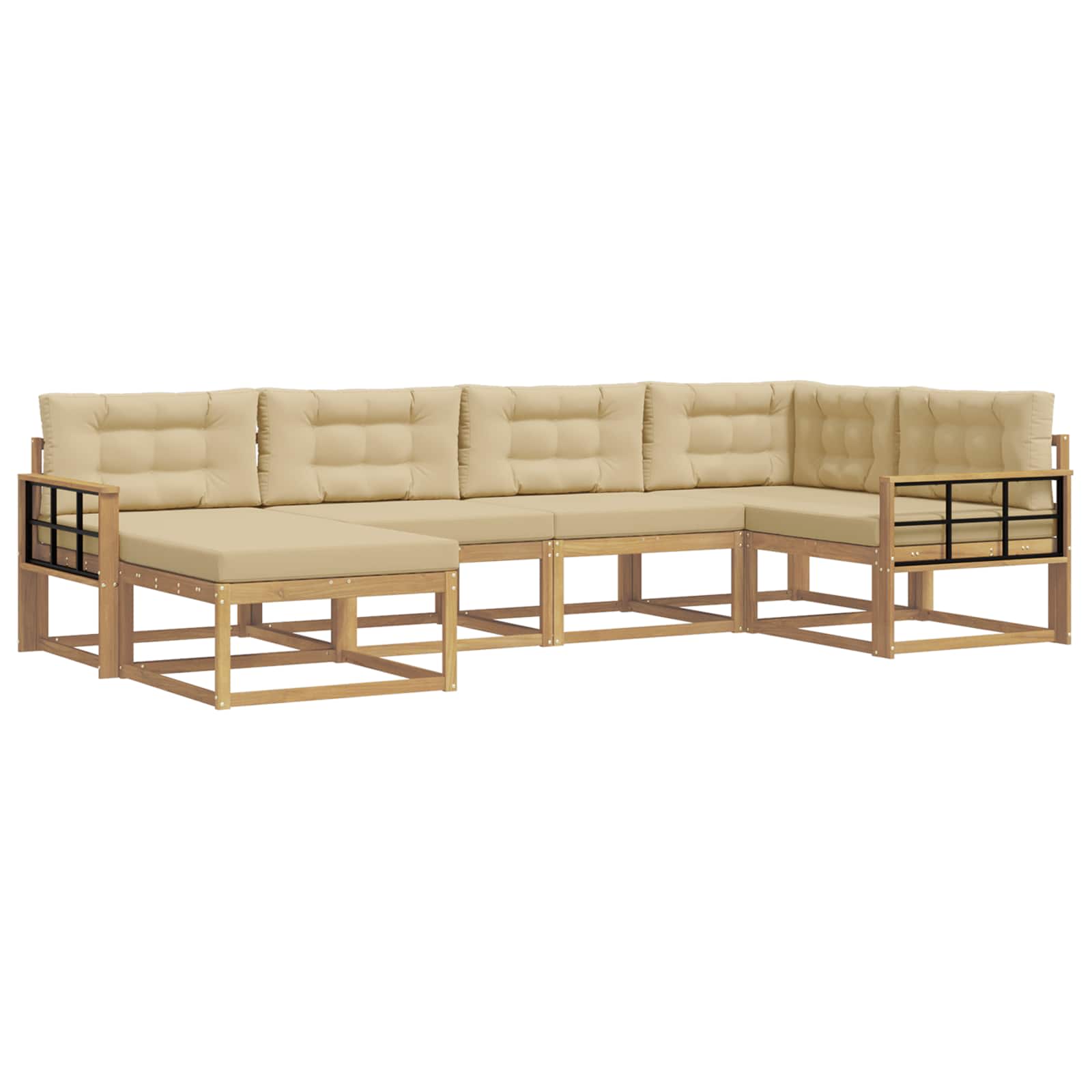 Set vanjskih sofa s jastukom 5 pcs Bijela i bež Poliester