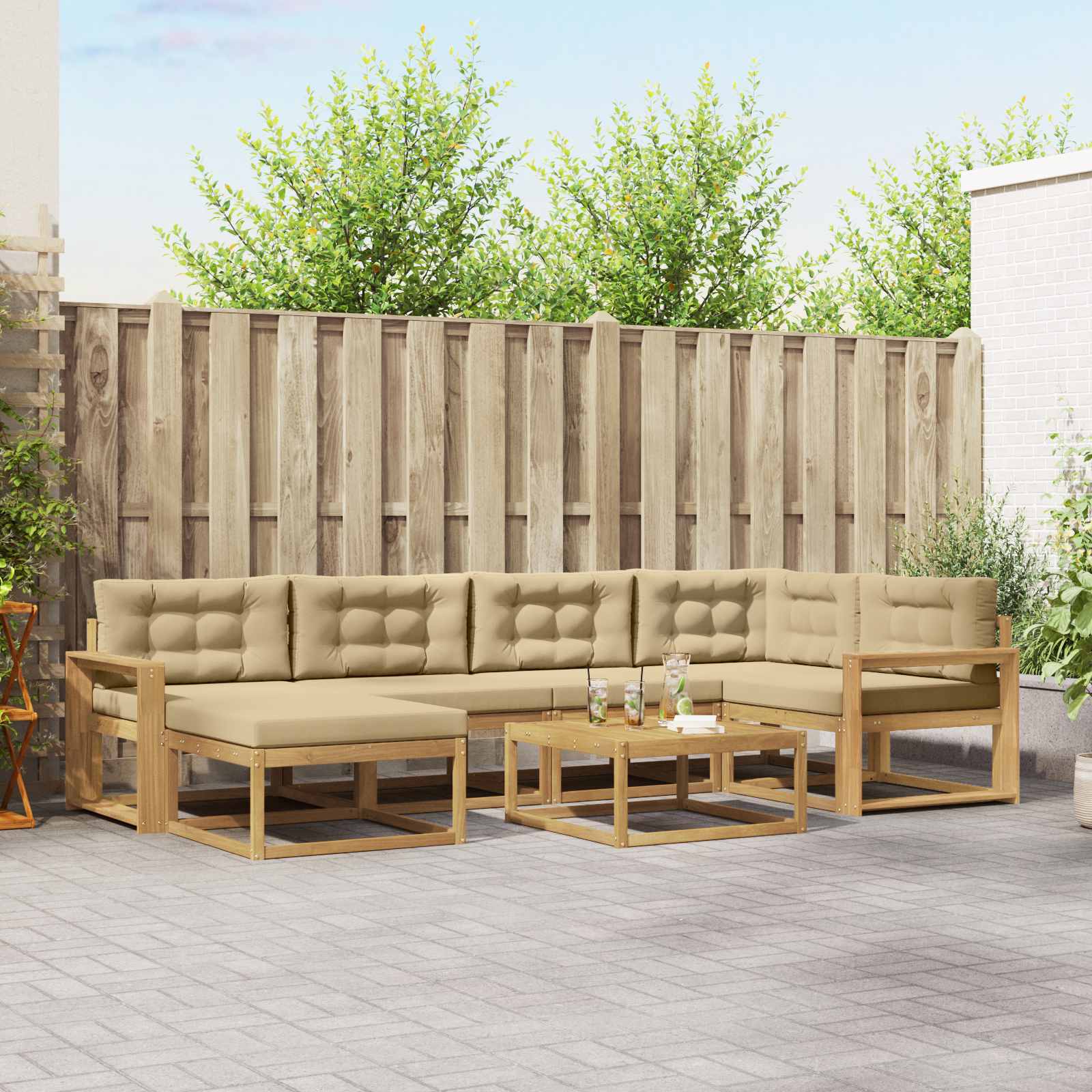 Set vanjskih sofa 7 pcs Bijela i bež