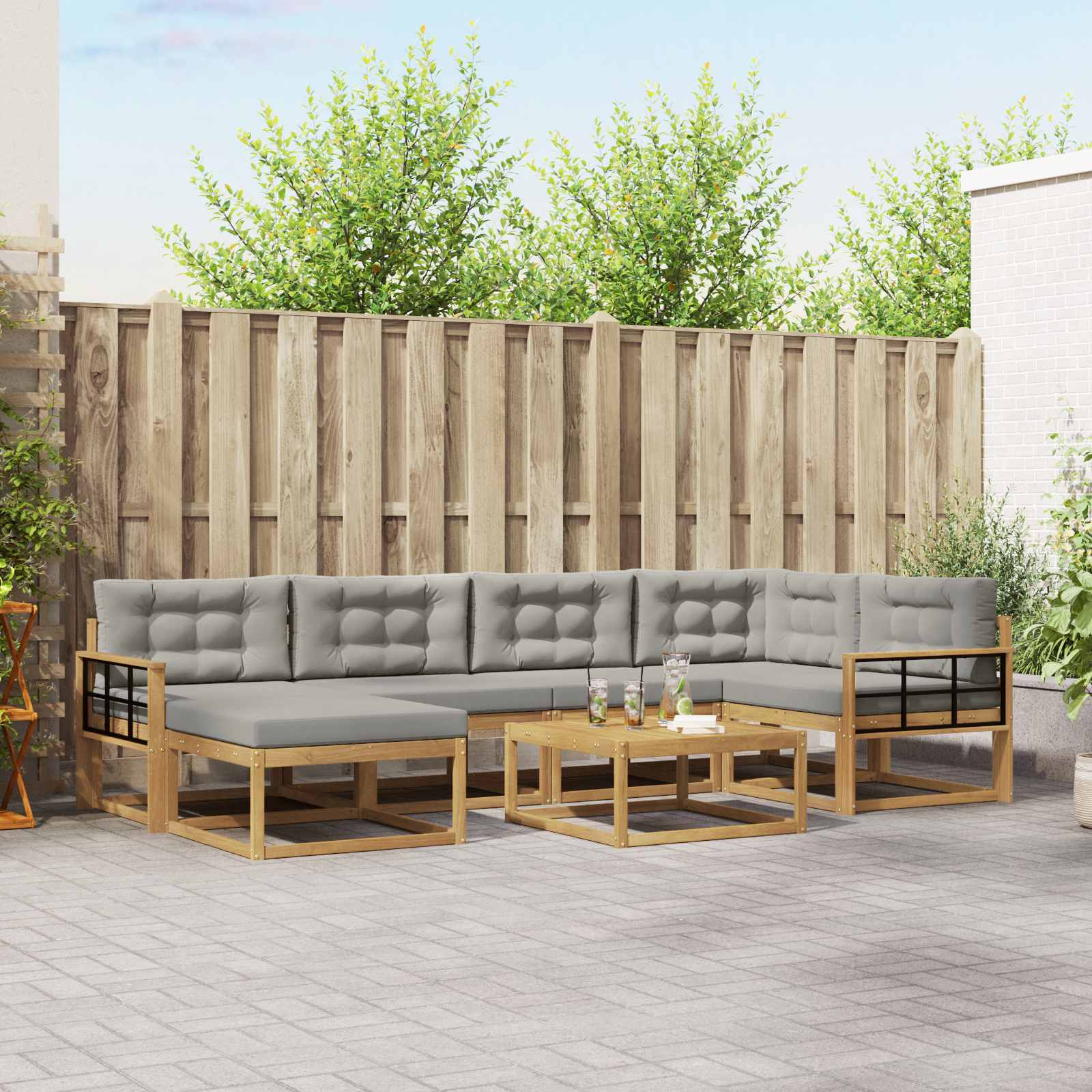 Set vanjskih sofa 7 pcs Bijela i svjetlosiva