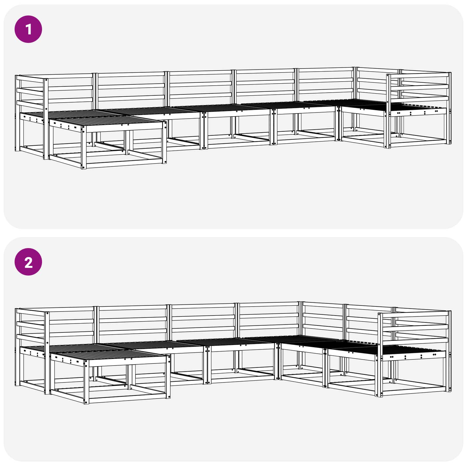 Set vanjskih sofa 7 pcs Bijela Čvrsto drvo akacije
