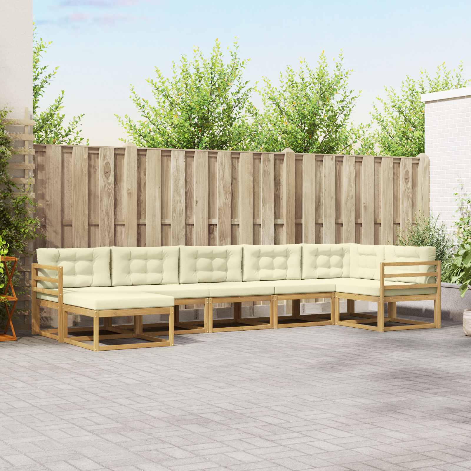 Set vanjskih sofa s jastukom 7 pcs Bijela i krem