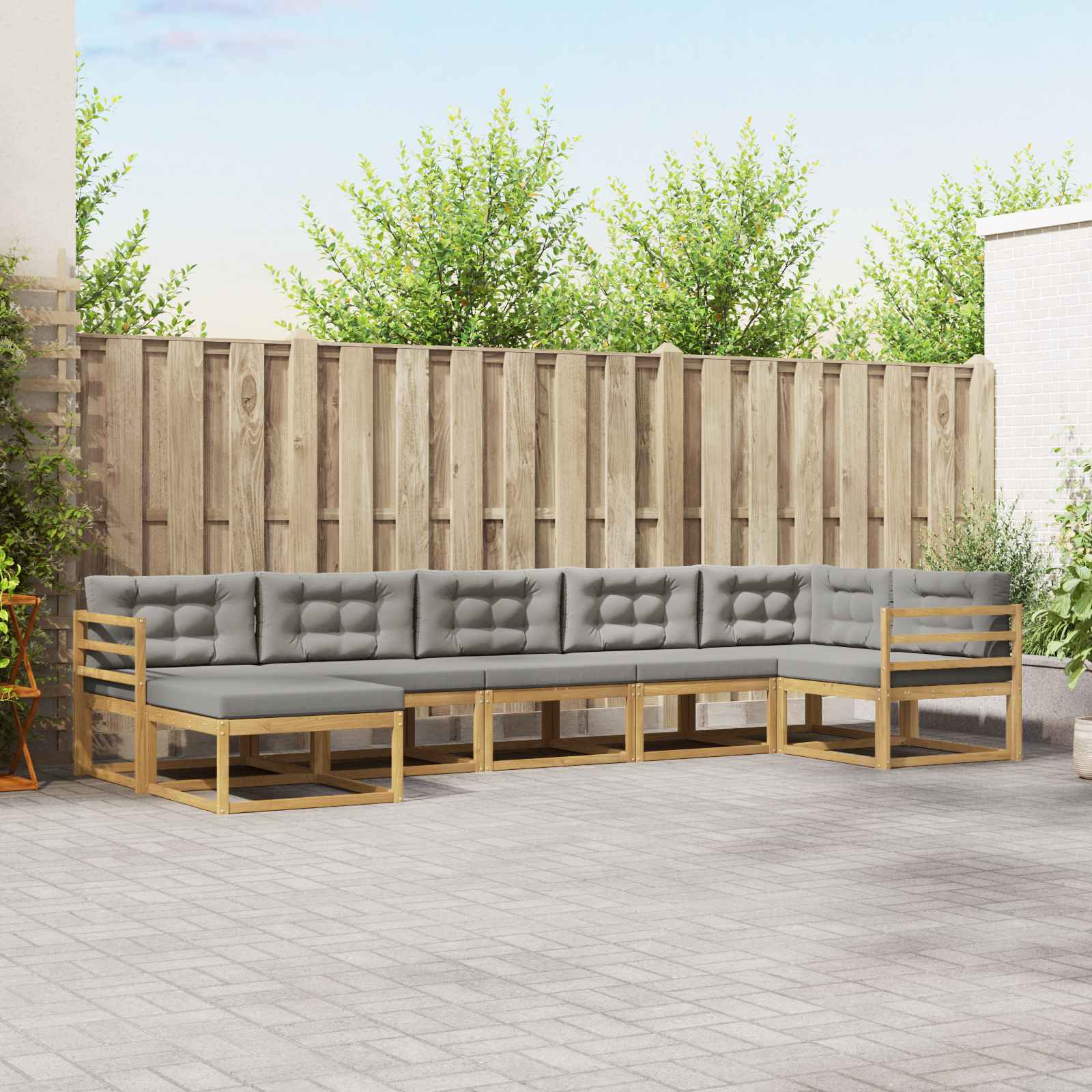 Set vanjskih sofa s jastukom 7 pcs Bijela i svjetlosiva