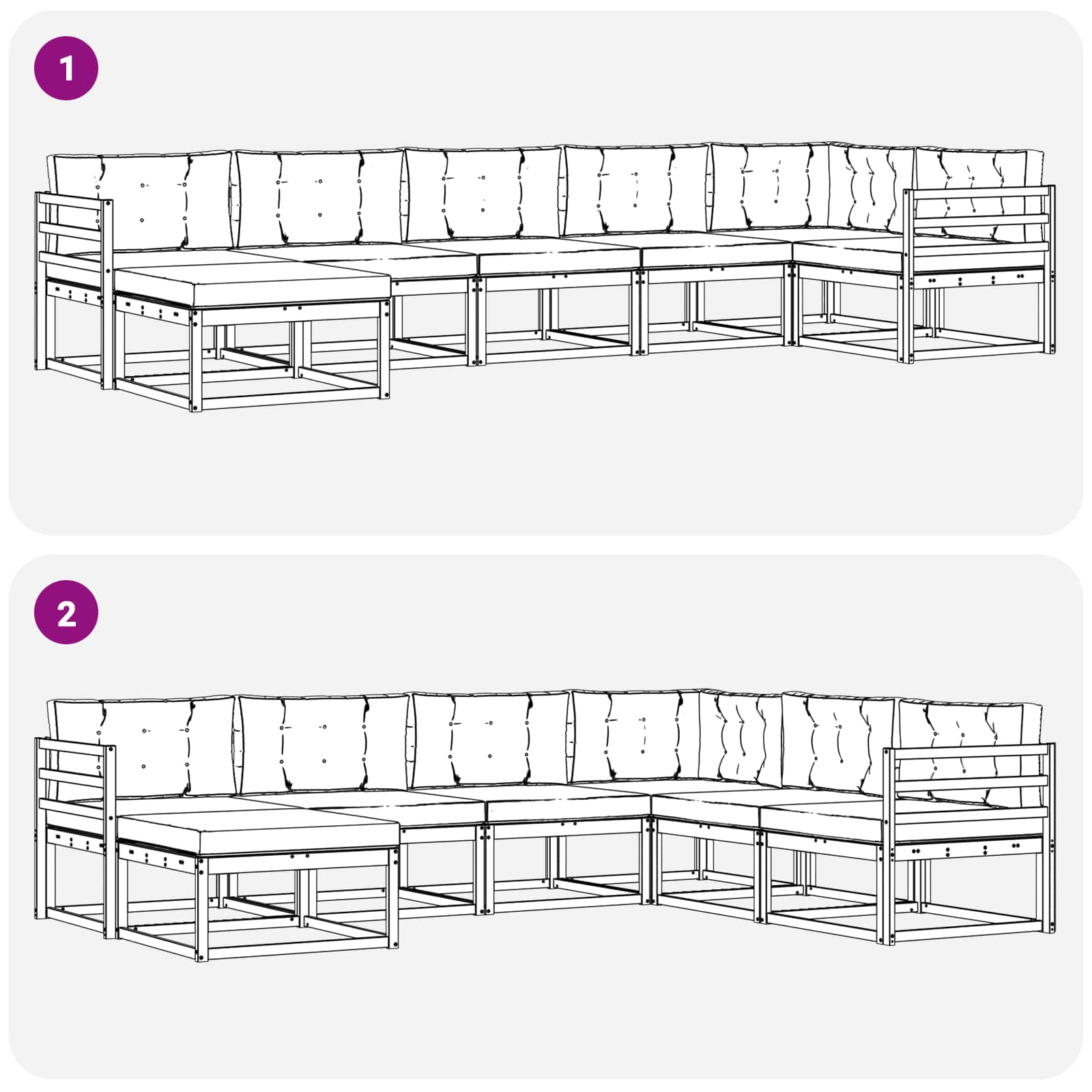 Set vanjskih sofa s jastukom 7 pcs Bijela i svjetlosiva