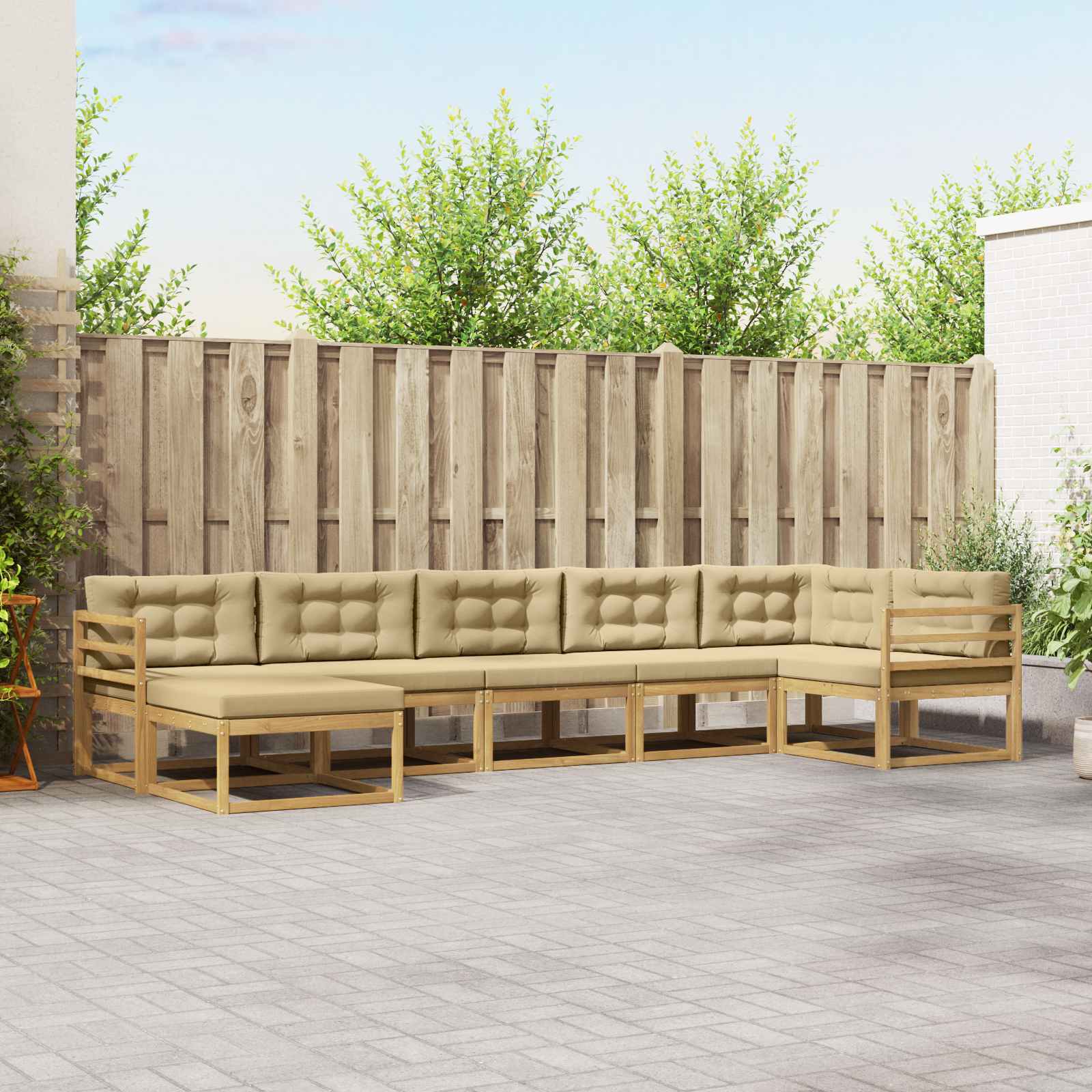 Set vanjskih sofa s jastukom 7 pcs Bijela i bež