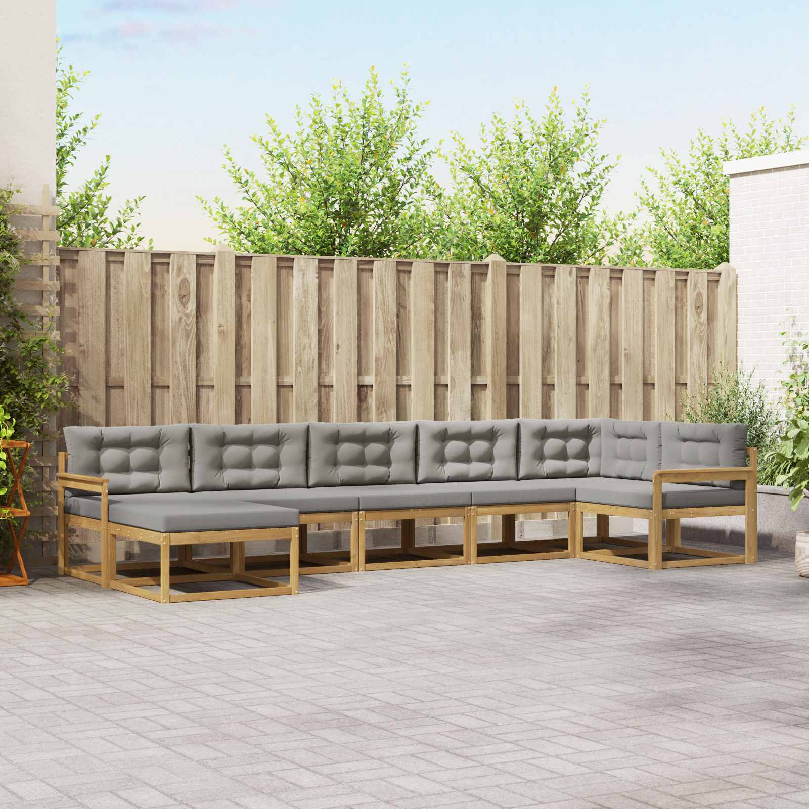Set vanjskih sofa s jastukom 7 pcs Bijela i svjetlosiva