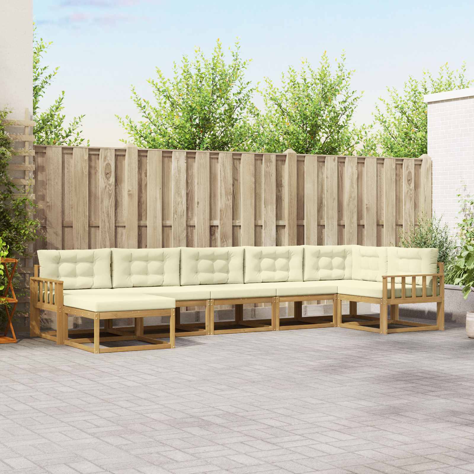 Set vanjskih sofa s jastukom 7 pcs Bijela i krem
