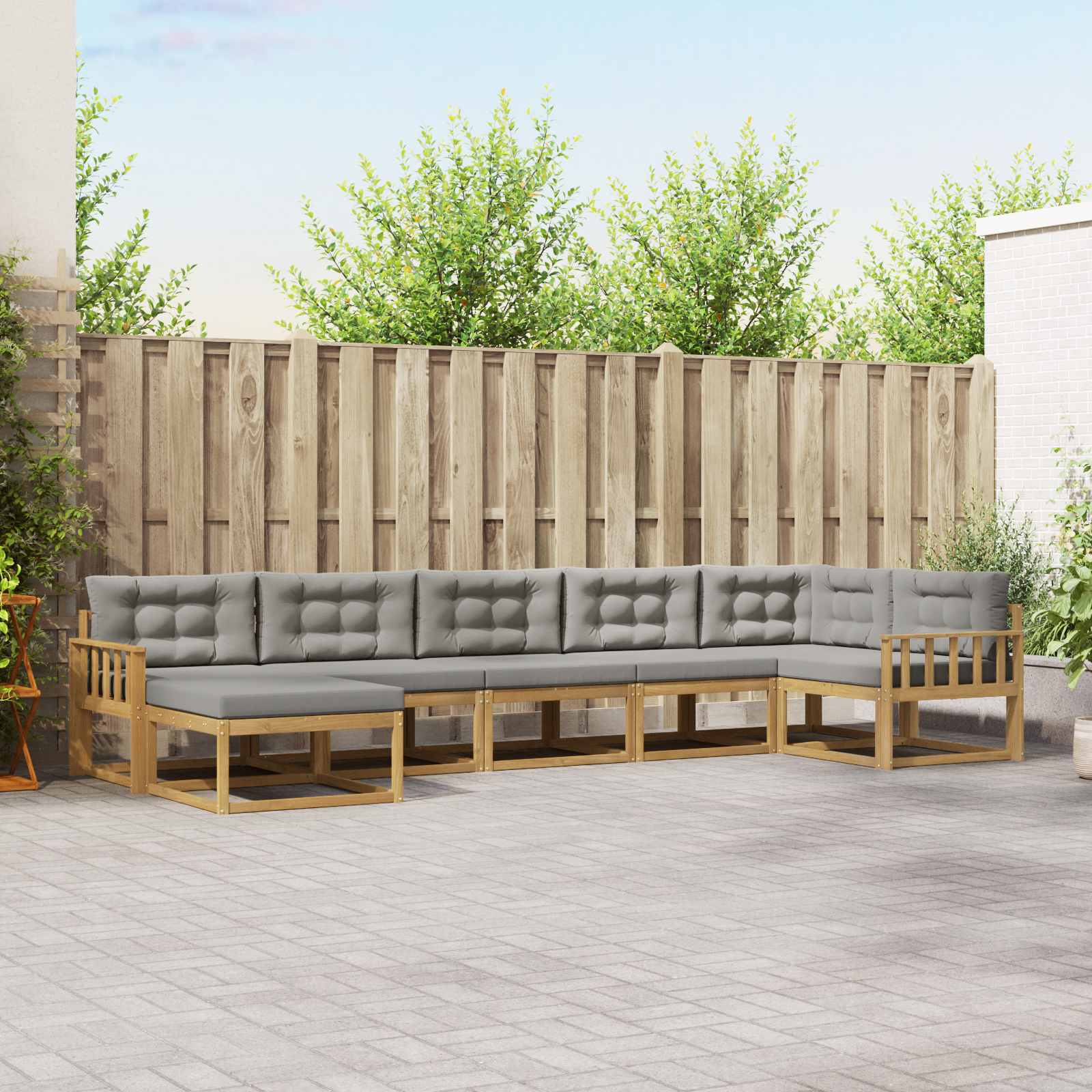 Set vanjskih sofa s jastukom 7 pcs Bijela i svjetlosiva