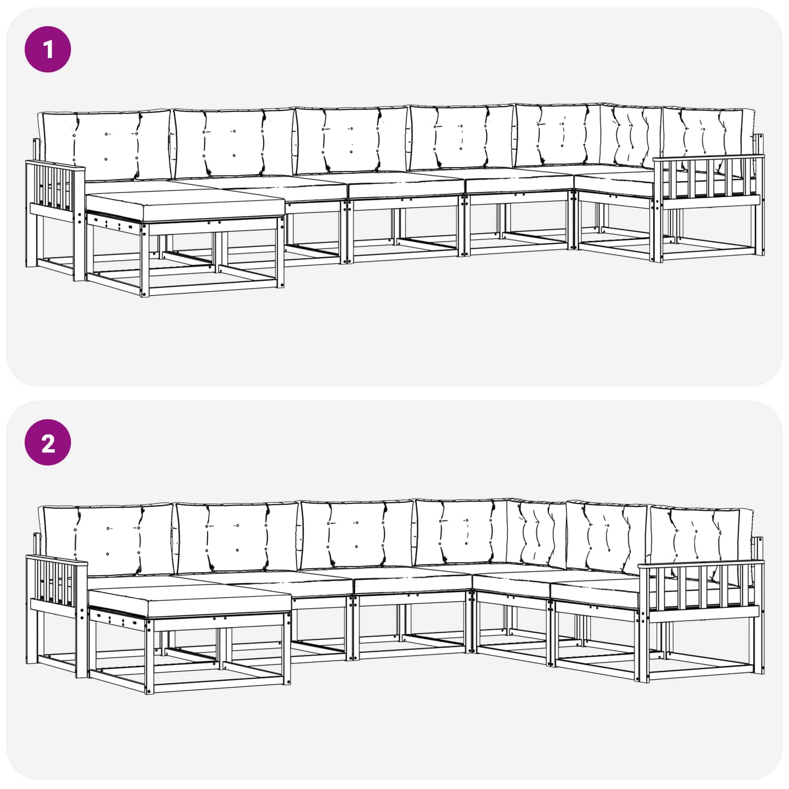 Set vanjskih sofa s jastukom 7 pcs Bijela i bež