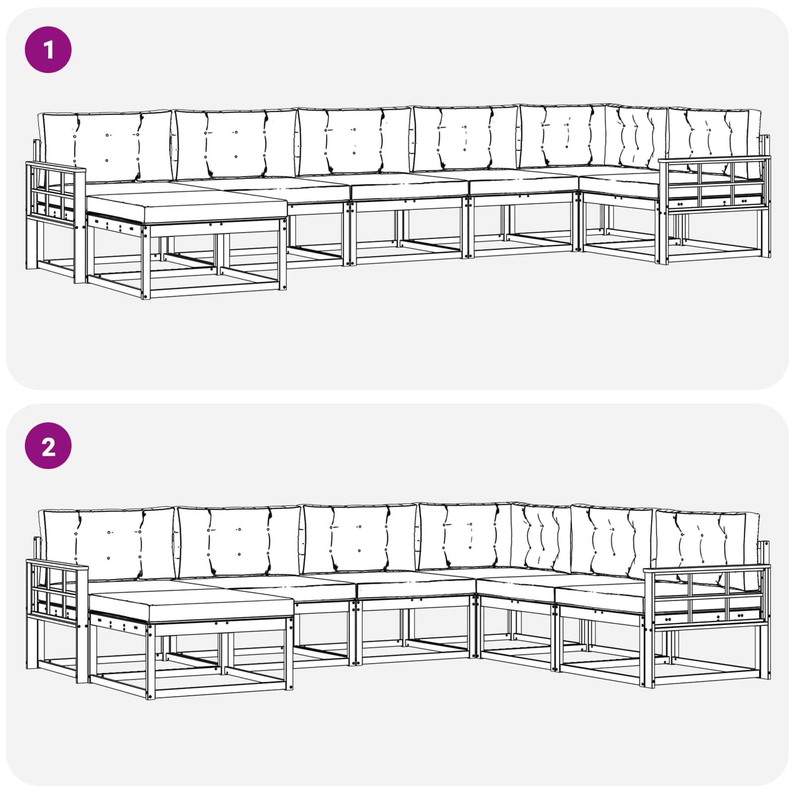 Set vanjskih sofa s jastukom 7 pcs Bijela i antracit