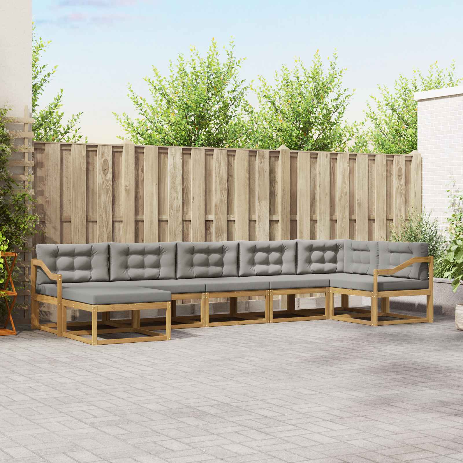 Set vanjskih sofa s jastukom 7 pcs Bijela i svjetlosiva