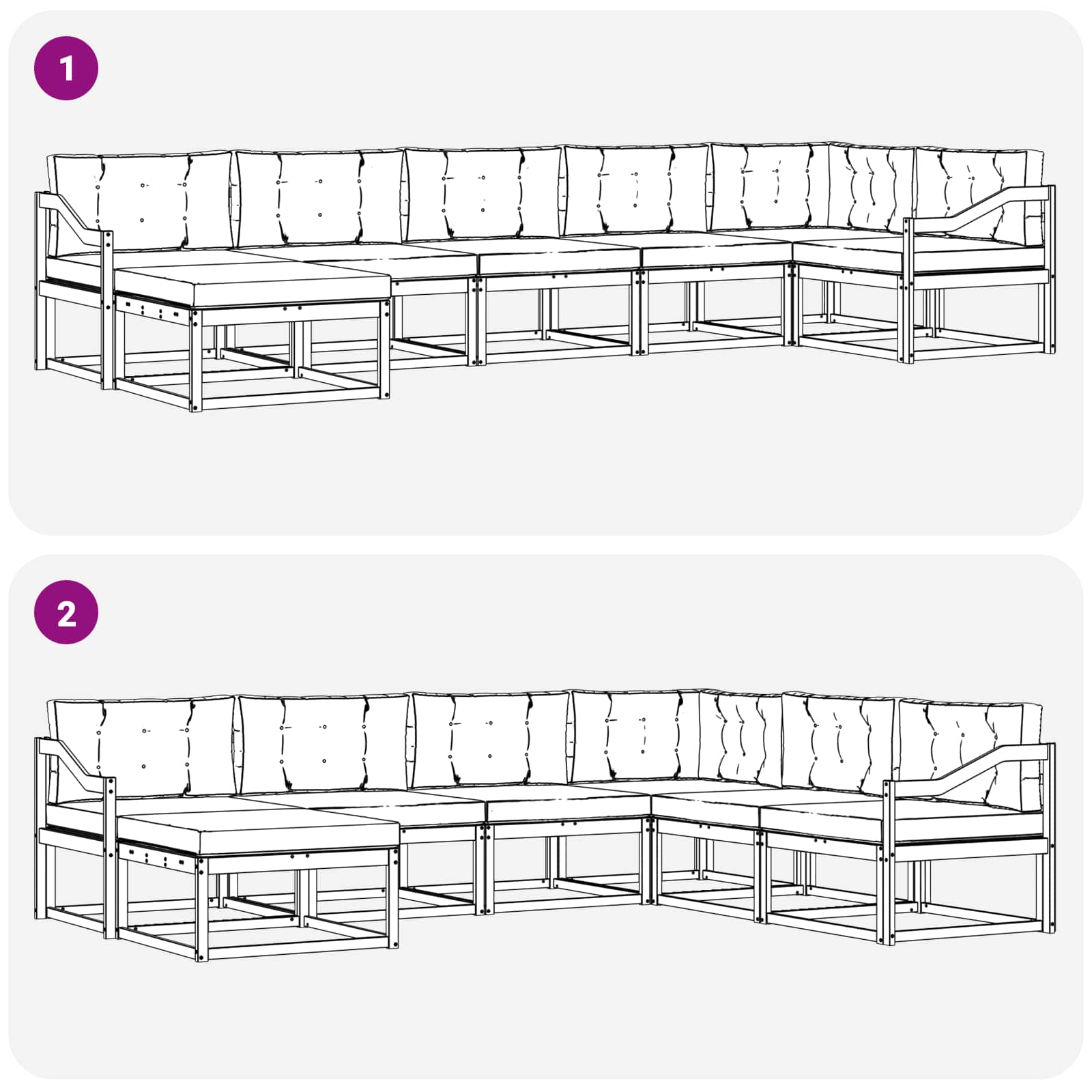 Set vanjskih sofa s jastukom 7 pcs Bijela i svjetlosiva