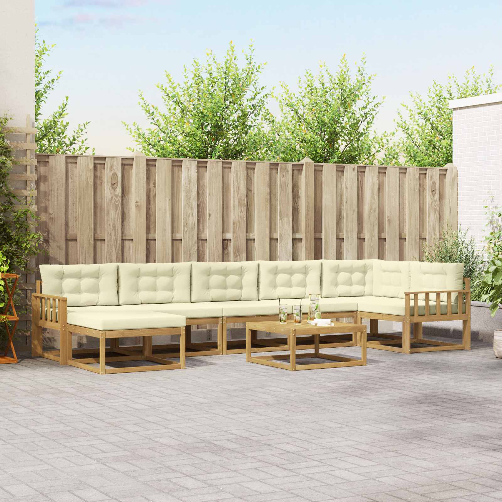 Set vanjskih sofa 8 pcs Bijela i krem