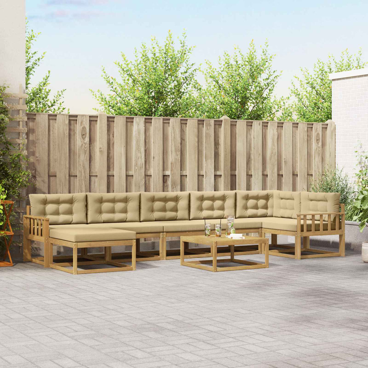 Set vanjskih sofa 8 kom. Bijela i bež