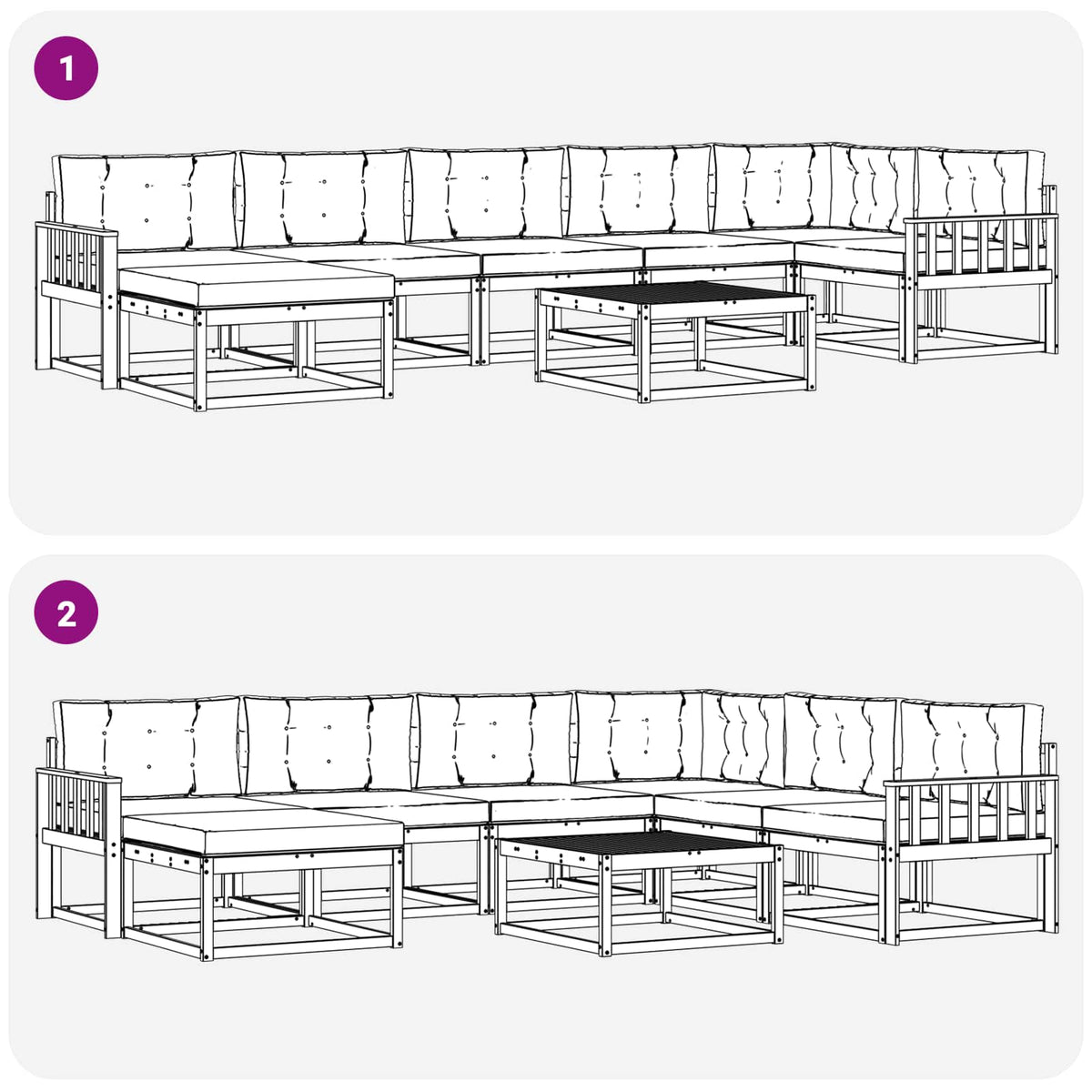 Set vanjskih sofa 8 kom. Bijela i bež