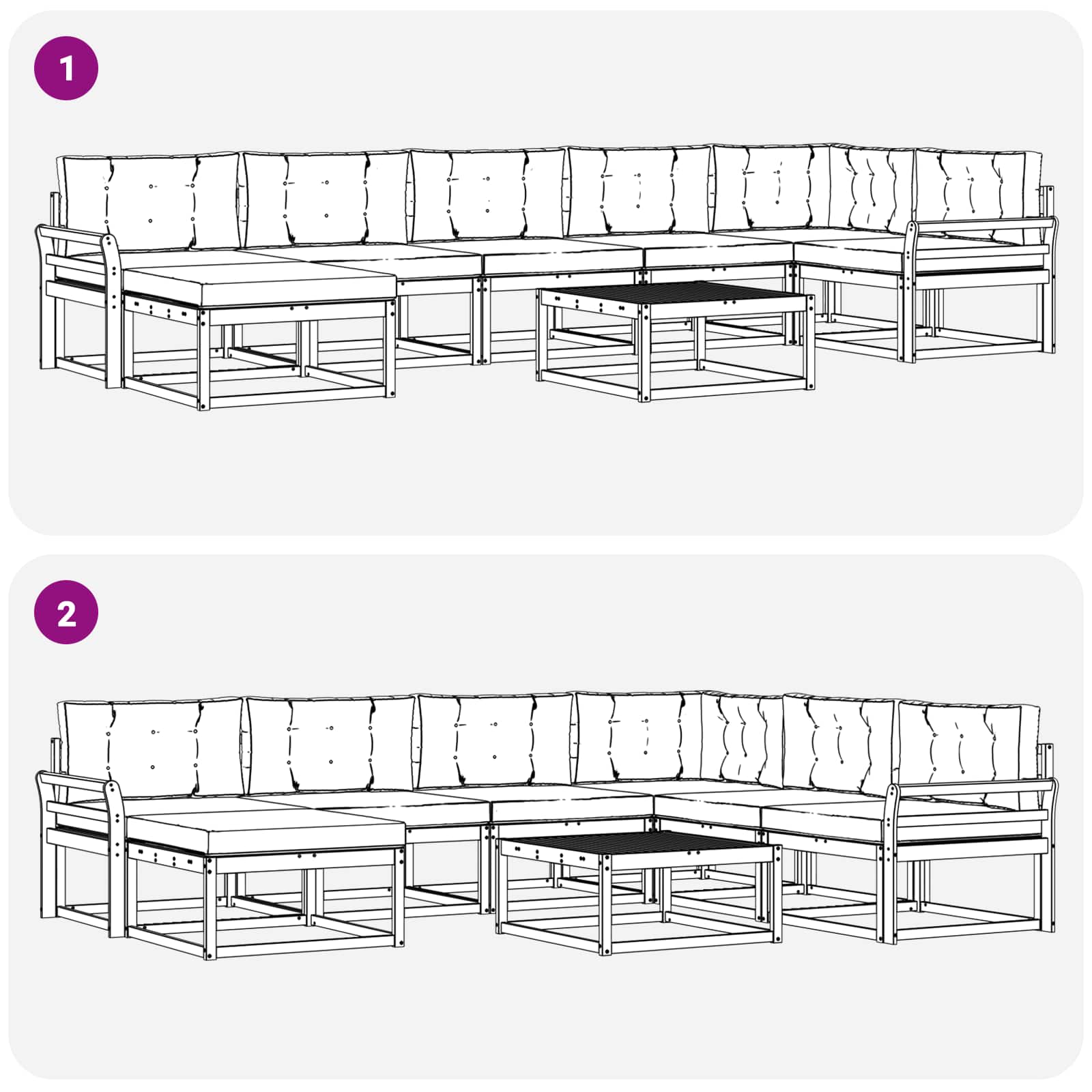 Set vanjskih sofa 8 kom. Bijela i antracit