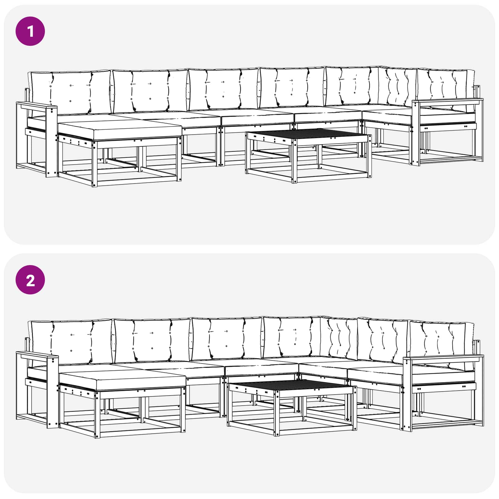 Set vanjskih sofa 8 pcs Bijela i bež
