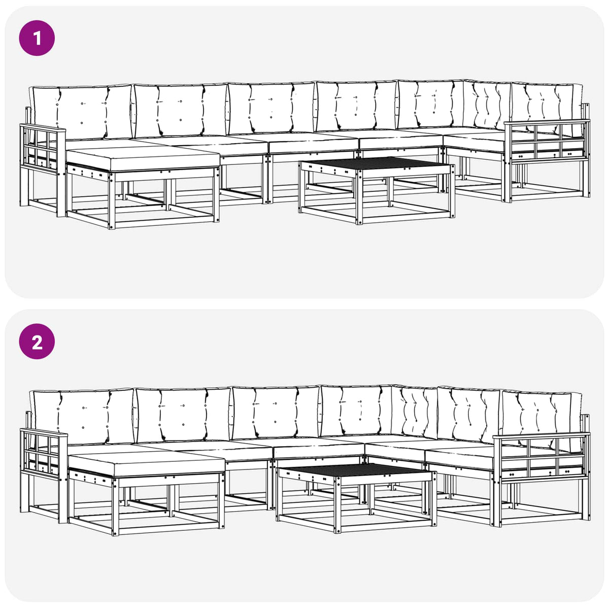 Set vanjskih sofa 8 kom. Bijela i krem