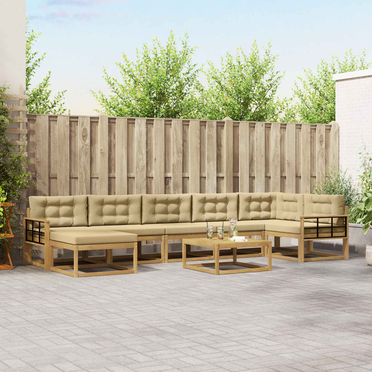 Set vanjskih sofa 8 kom. Bijela i bež