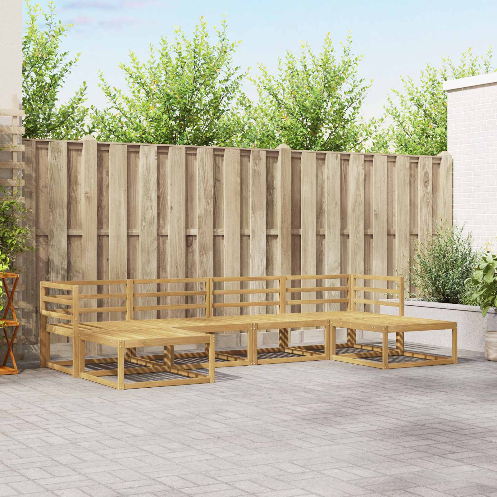 Set vanjskih sofa 6 pcs Bijela Čvrsto drvo akacije