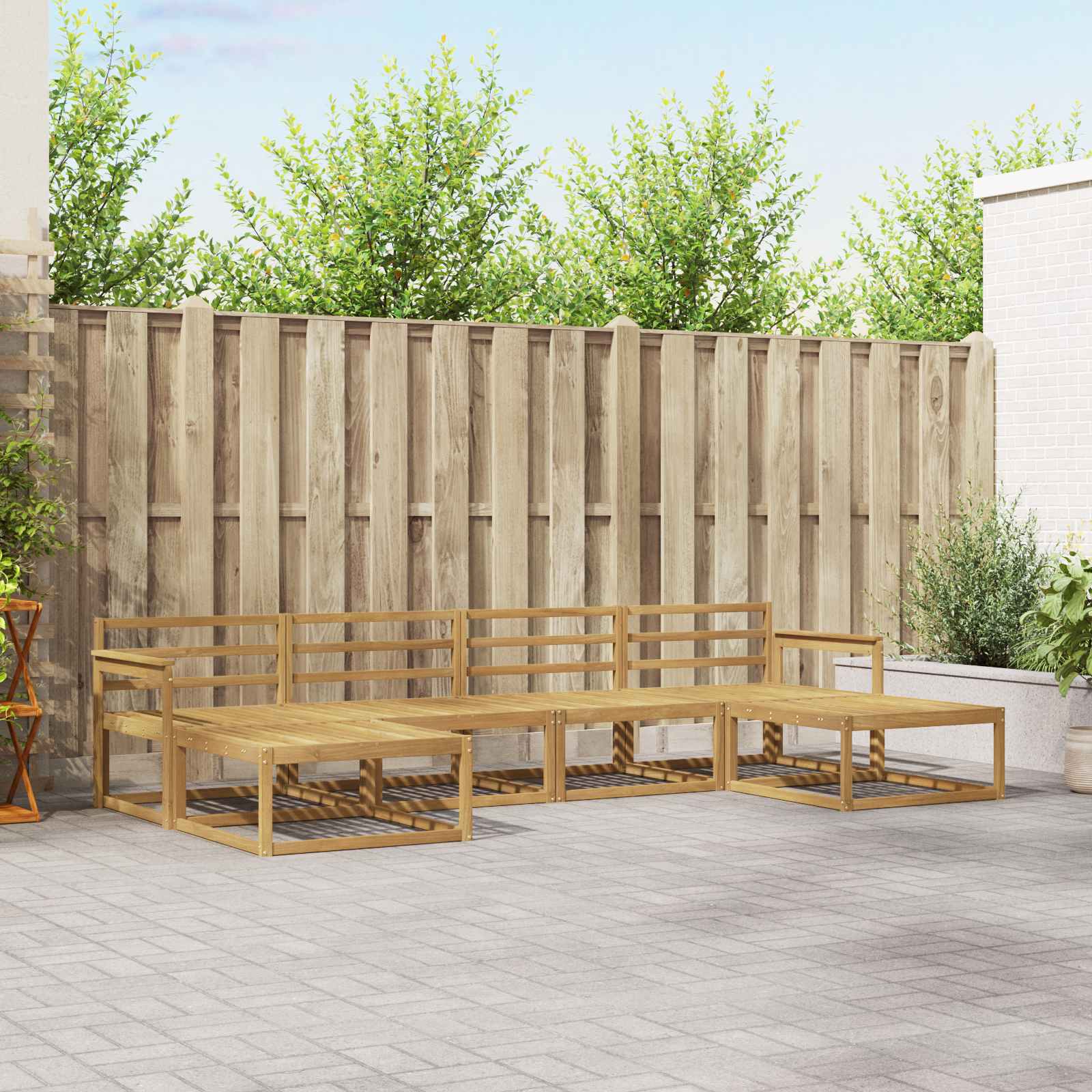 Set vanjskih sofa 6 pcs Bijela Čvrsto drvo akacije