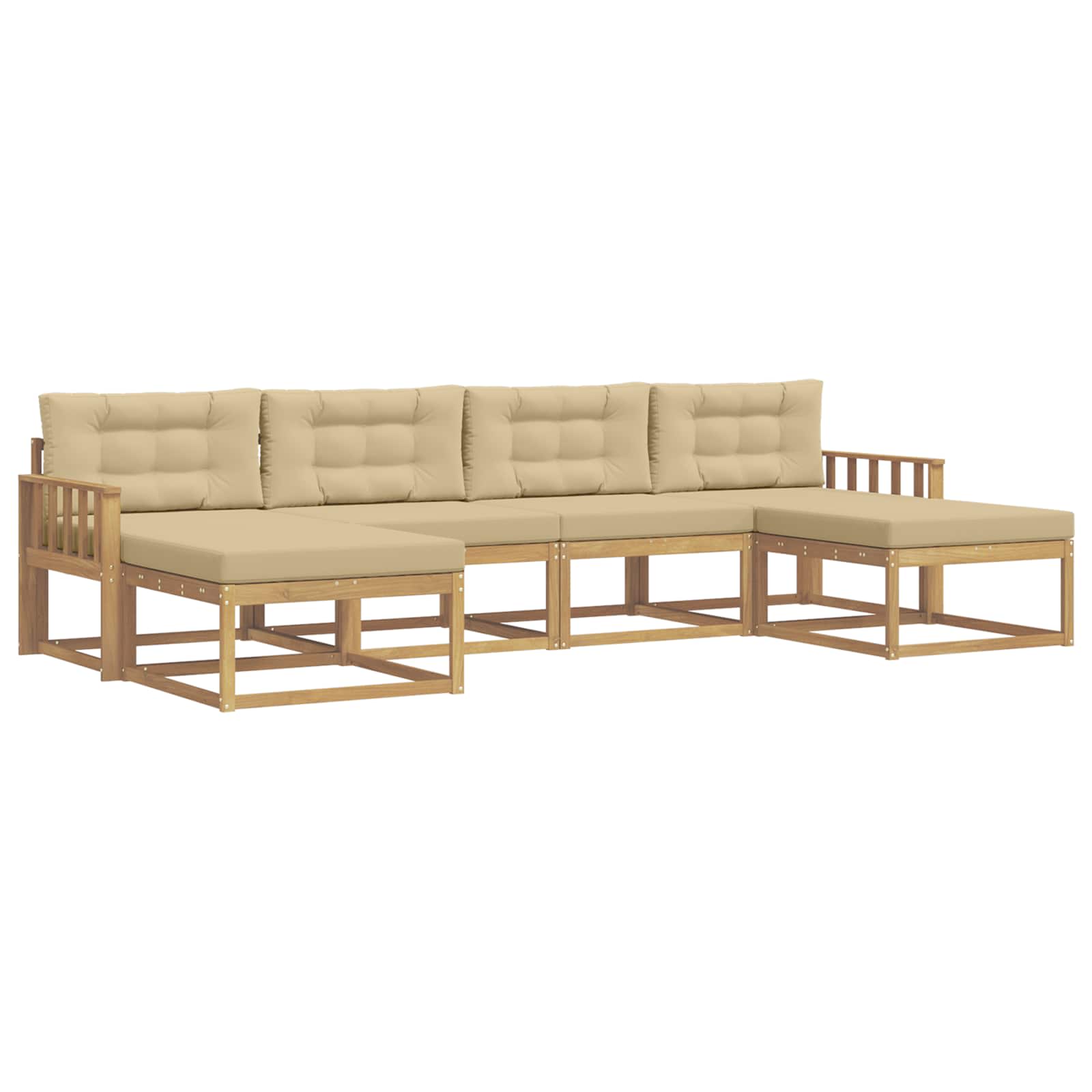 Set vanjskih sofa s jastukom 6 pcs Bijela i bež