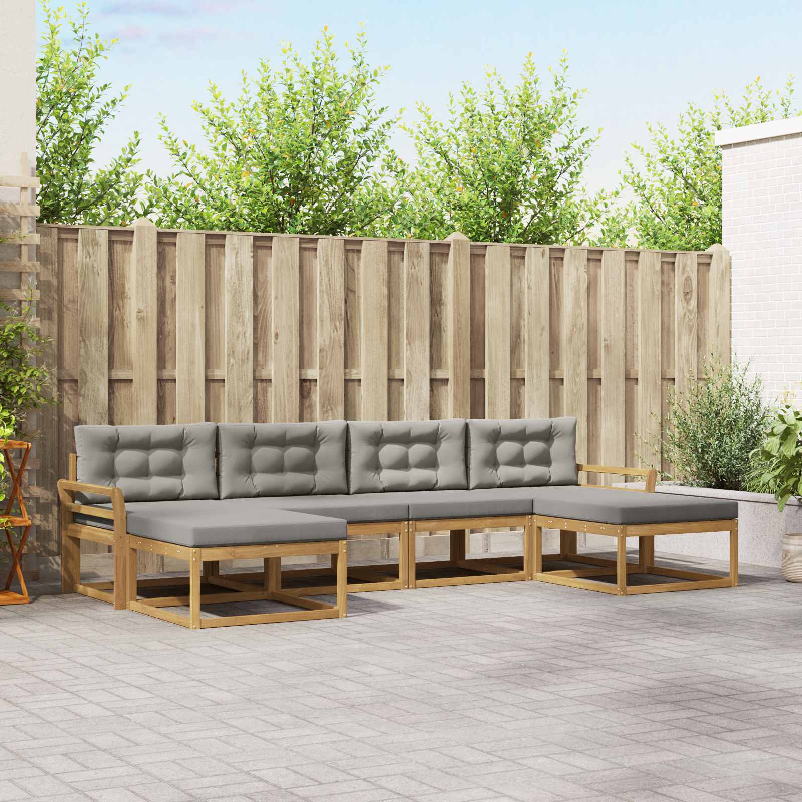 Set vanjskih sofa s jastukom 6 pcs Bijela i svjetlosiva