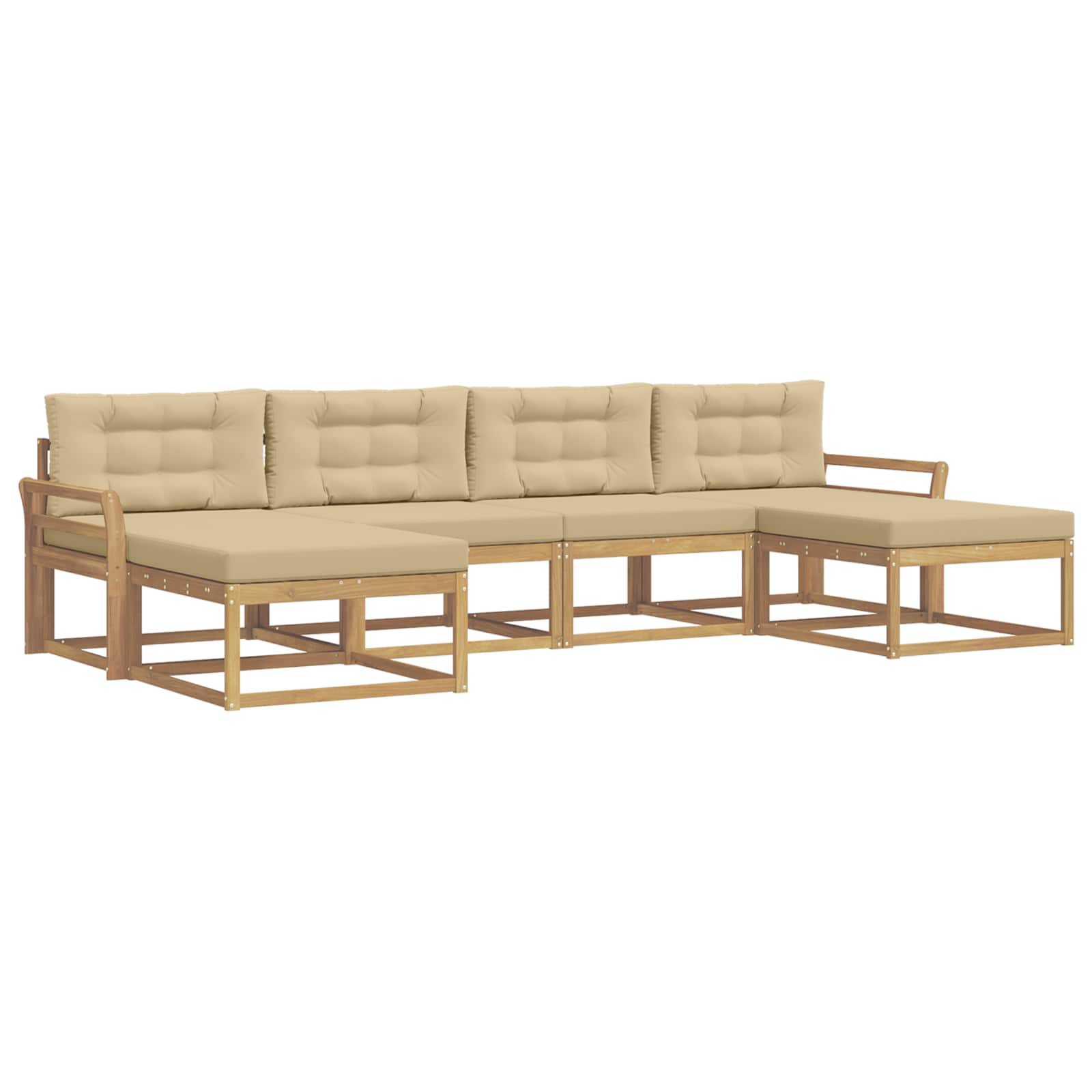 Set vanjskih sofa s jastukom 6 pcs Bijela i bež