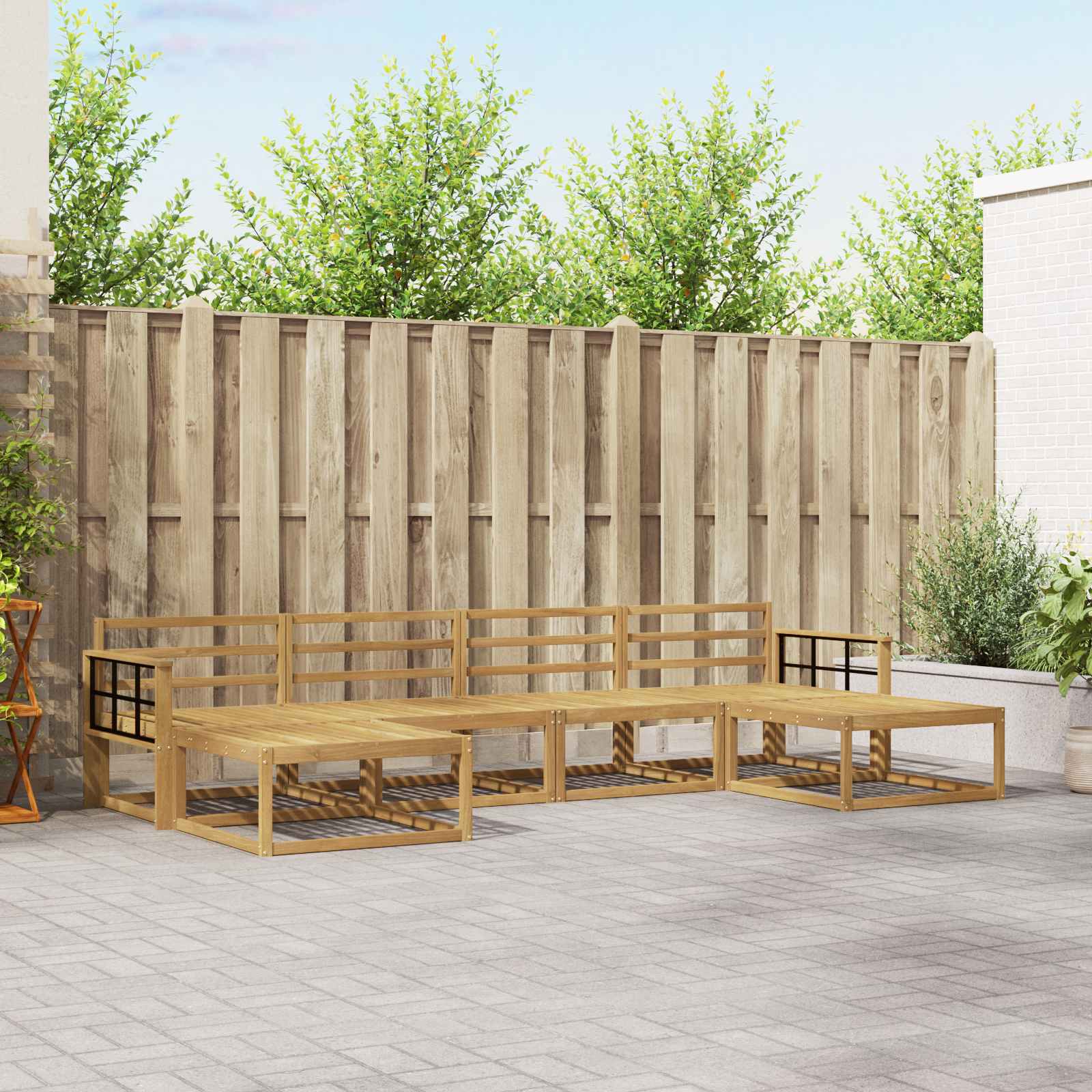 Set vanjskih sofa 6 pcs Bijela Čvrsto drvo akacije