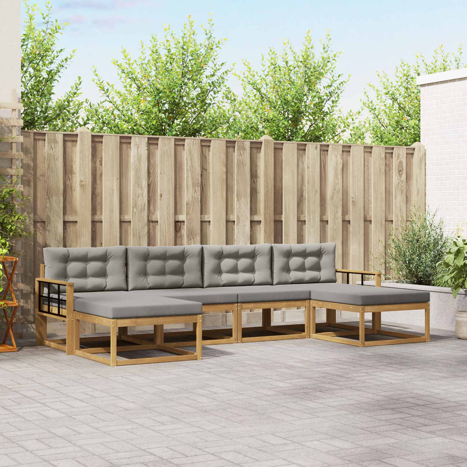 Set vanjskih sofa s jastukom 6 pcs Bijela i svjetlosiva
