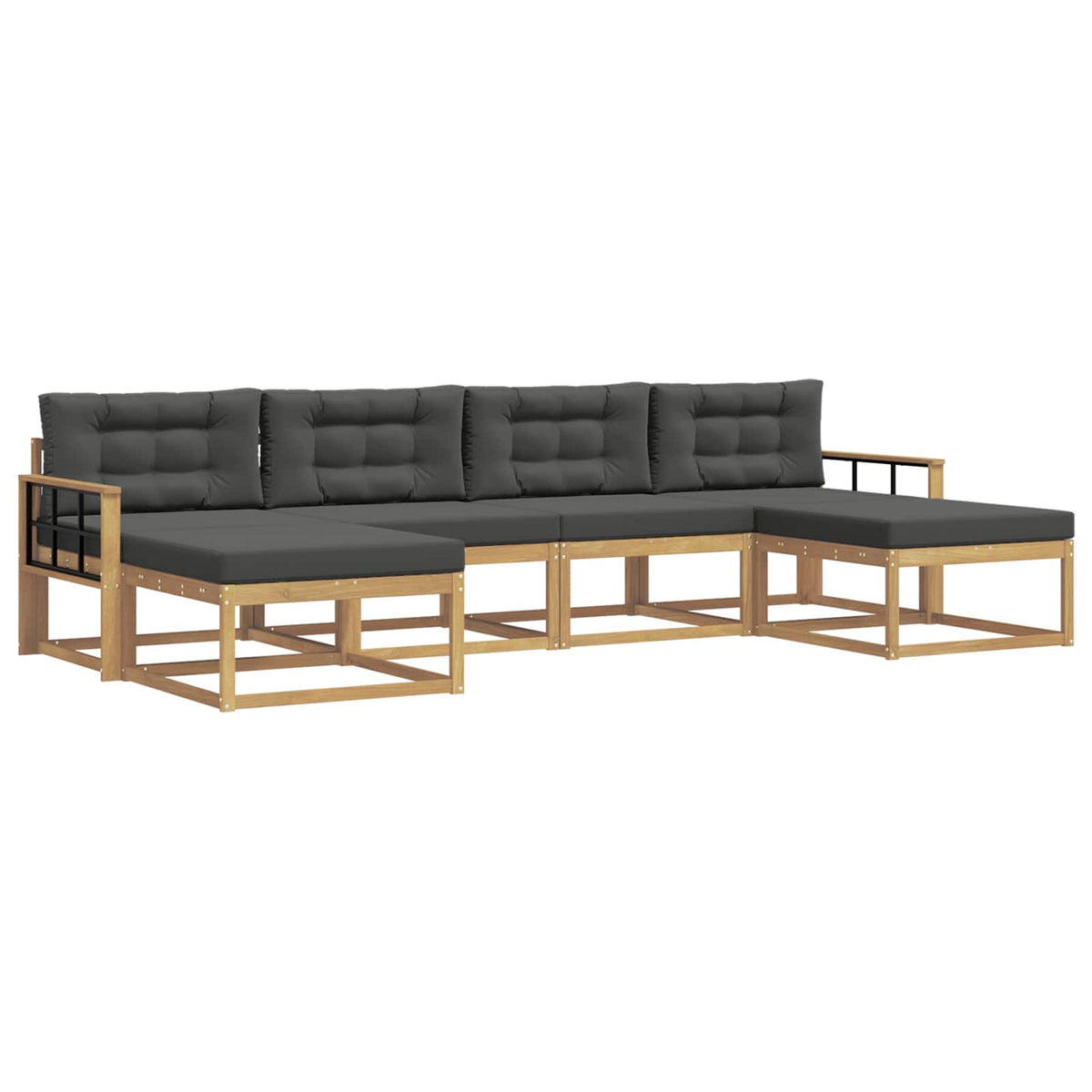 Set vanjskih sofa 6 kom. Bijela i antracit Smeđa 329 x 162,5 x 73 cm