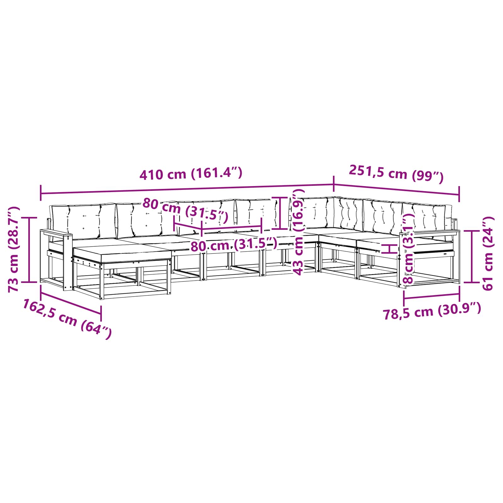 Set vanjskih sofa 8 pcs Bijela i antracit