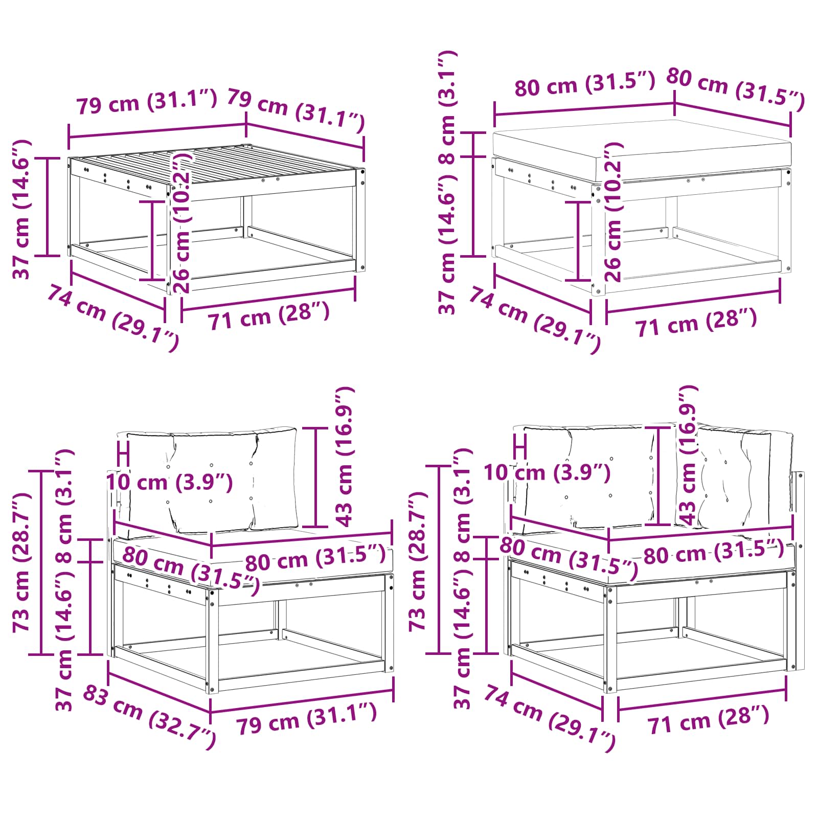 Set vanjskih sofa 9 kom. Bijela i bež
