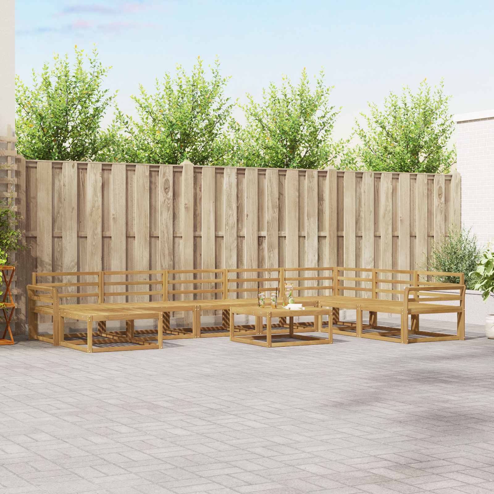 Set vanjskih sofa 9 pcs Bijela Čvrsto drvo akacije