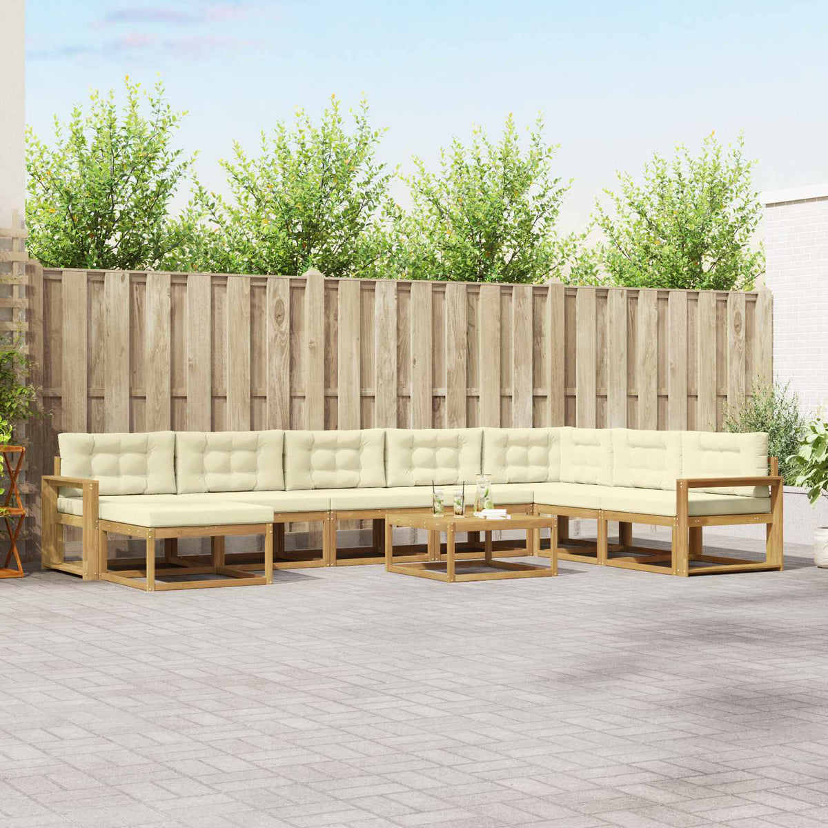 Set vanjskih sofa 9 kom. Bijela i krem