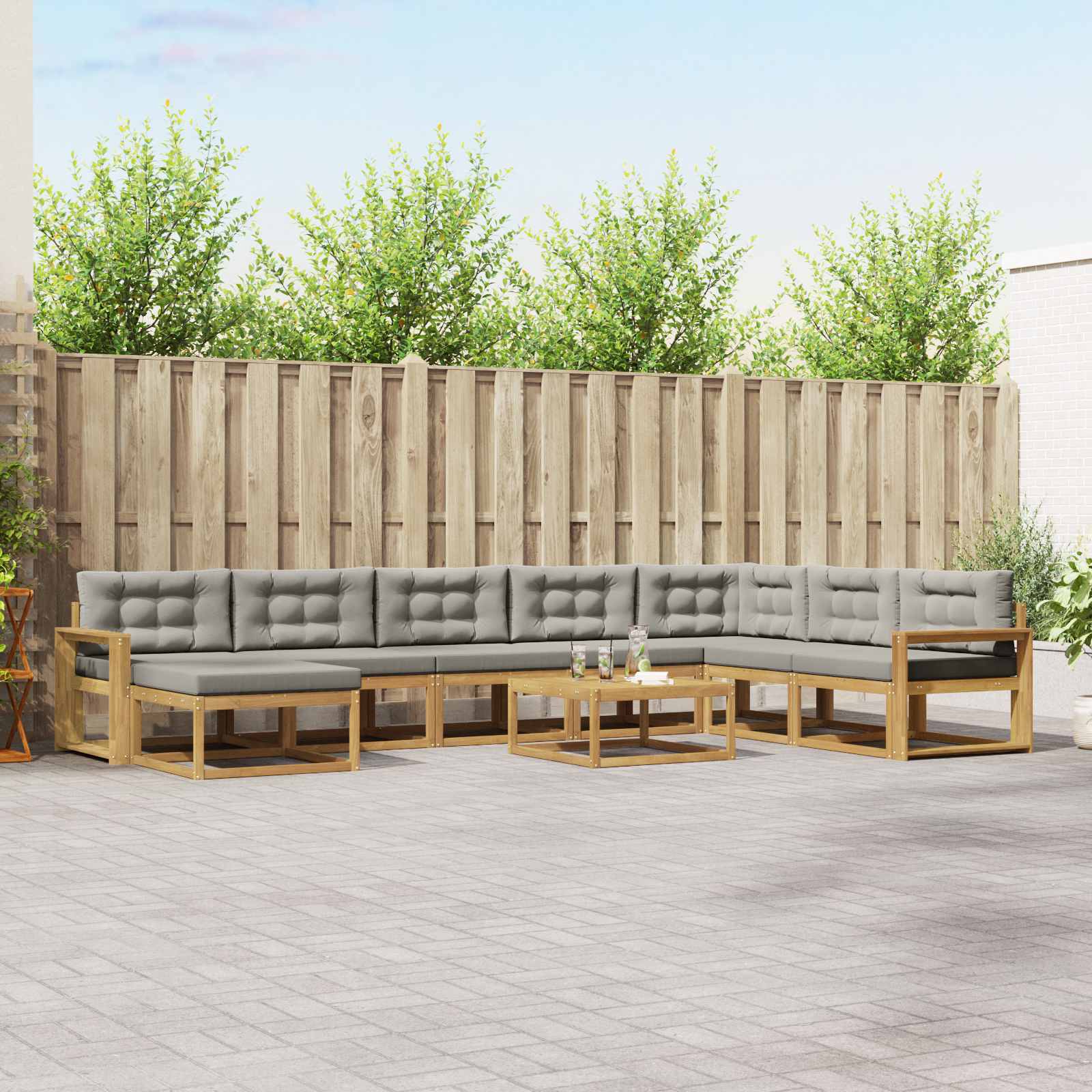 Set vanjskih sofa 9 pcs Bijela i svjetlosiva