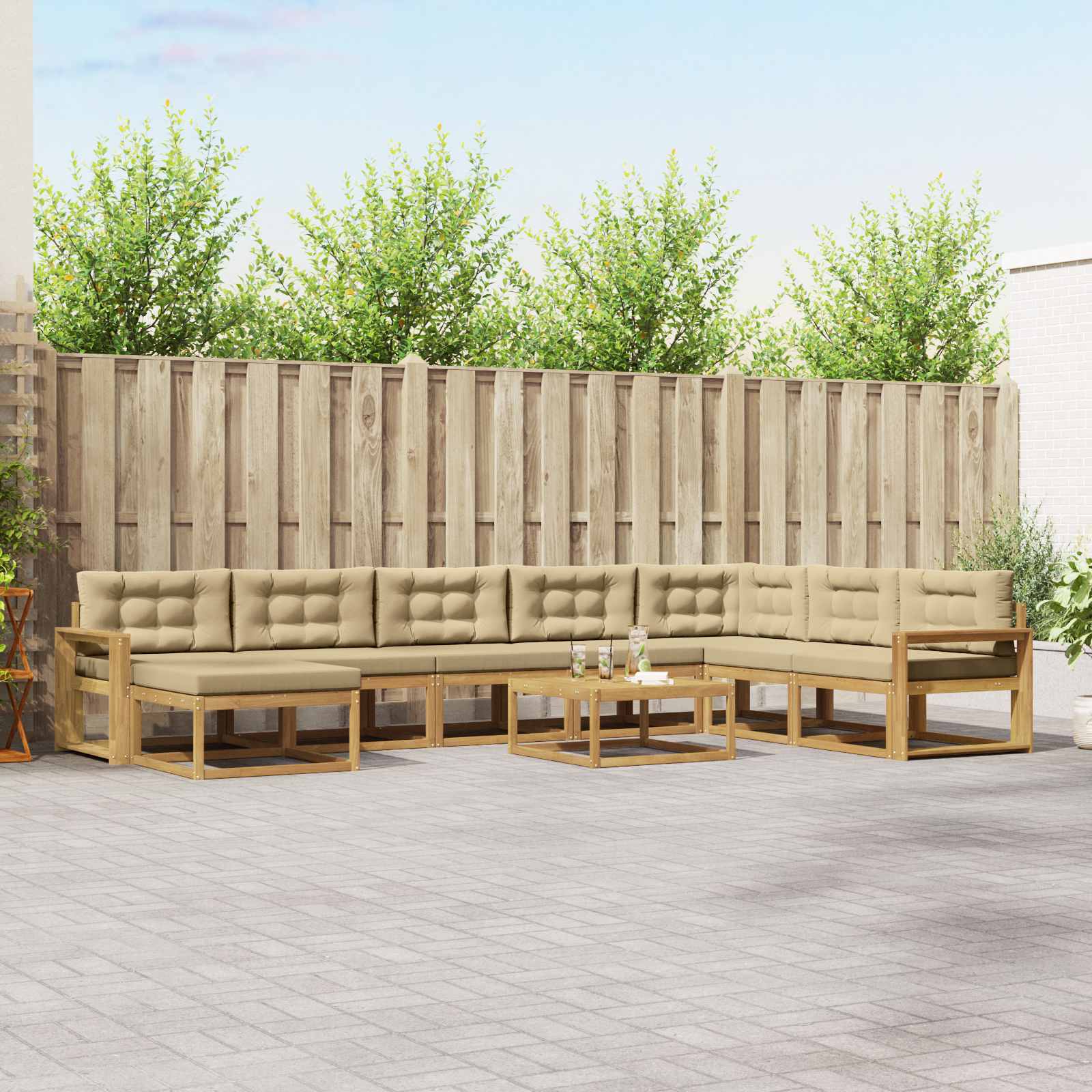 Set vanjskih sofa 9 pcs Bijela i bež