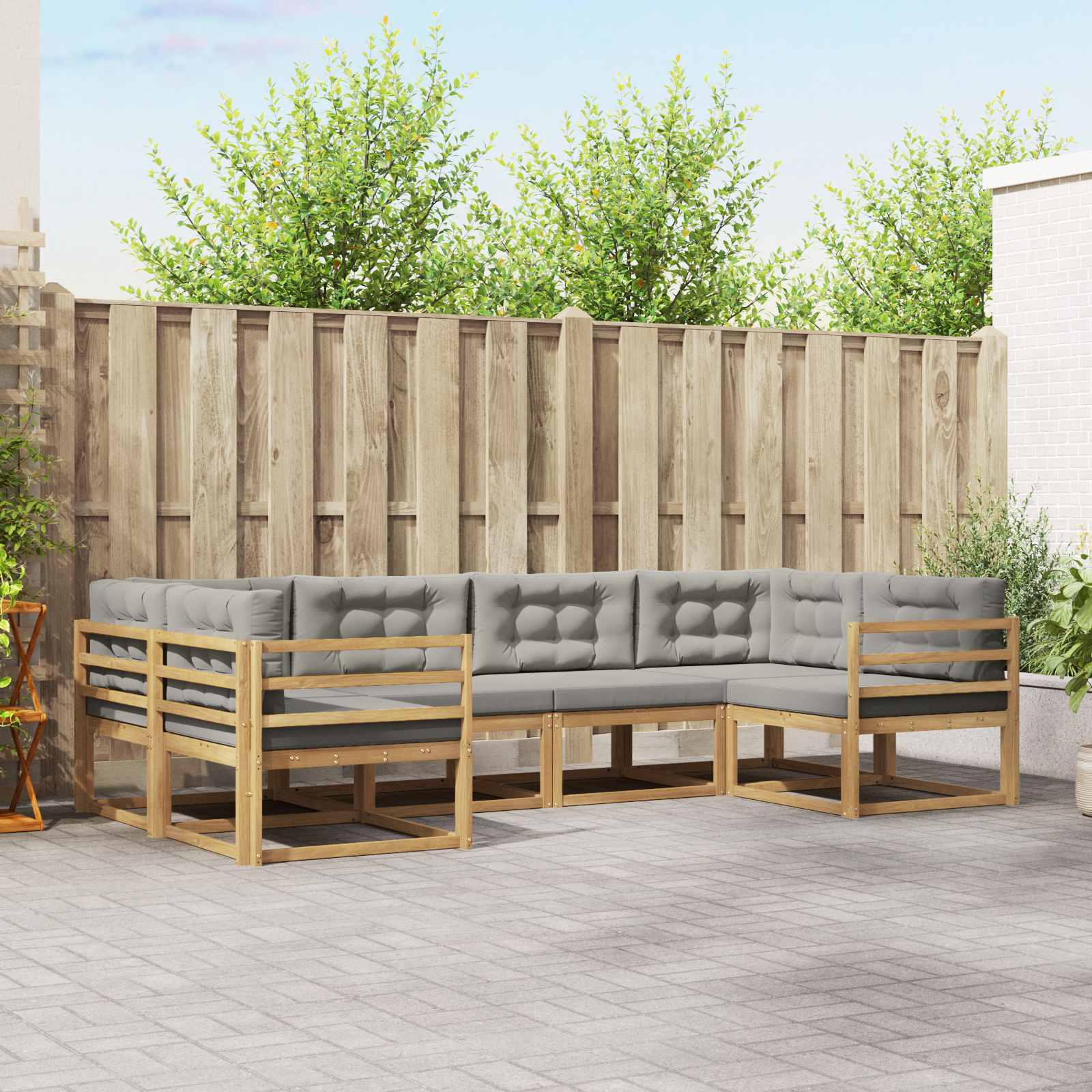 Set vanjskih sofa s jastukom 6 pcs Bijela i svjetlosiva