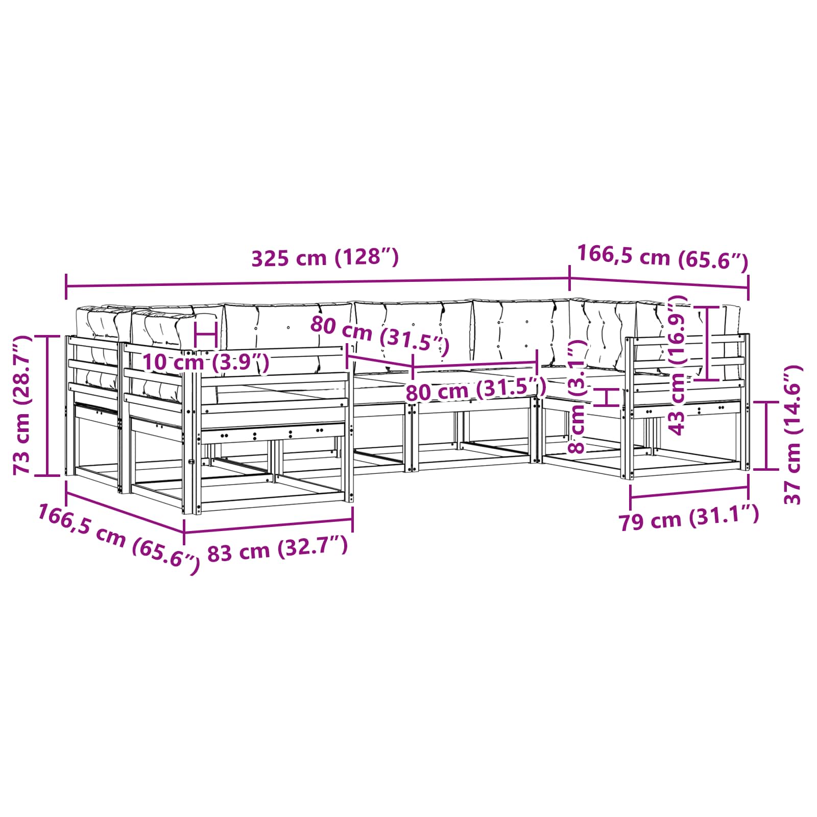 Set vanjskih sofa s jastukom 6 pcs Bijela i bež