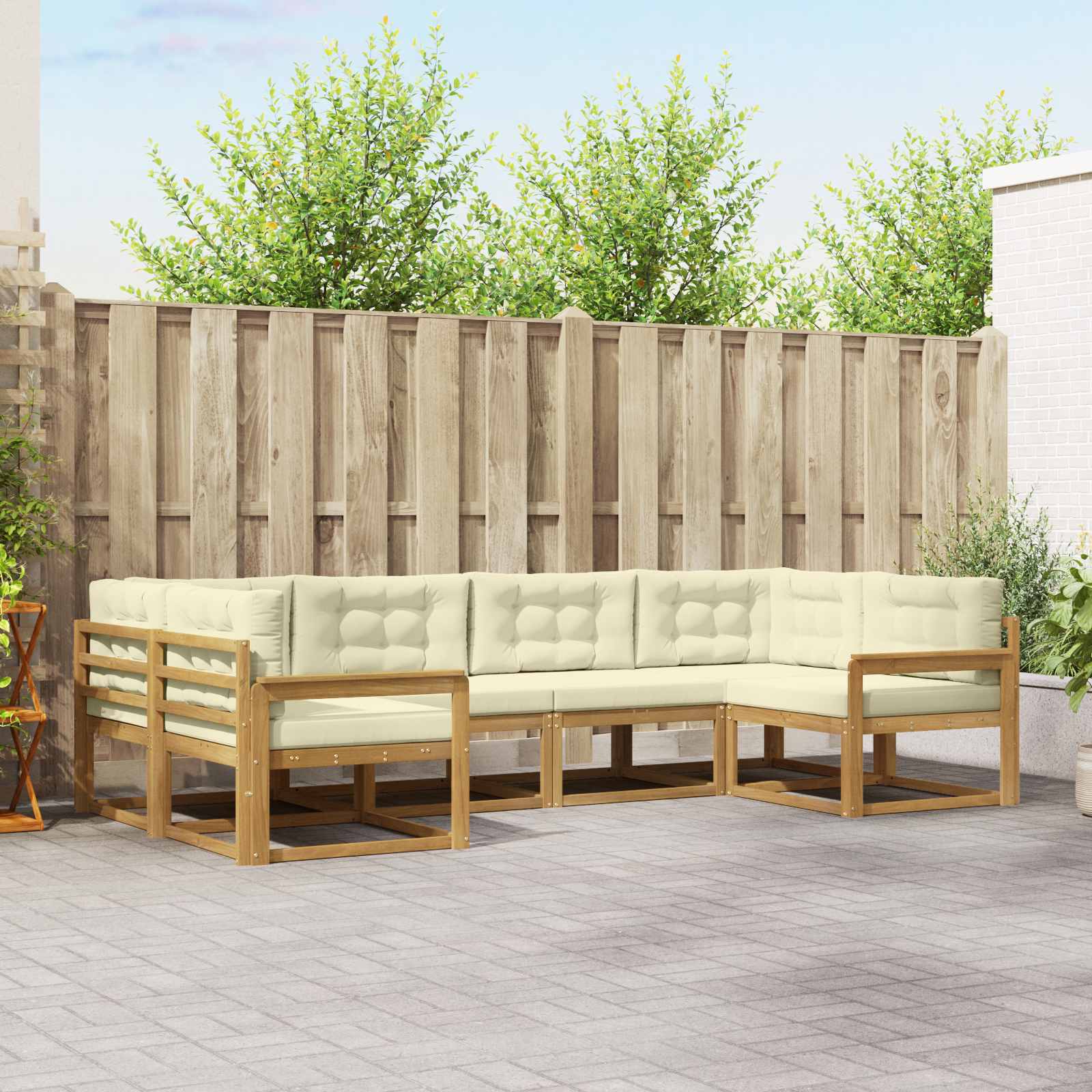 Set vanjskih sofa s jastukom 6 pcs Bijela i krem