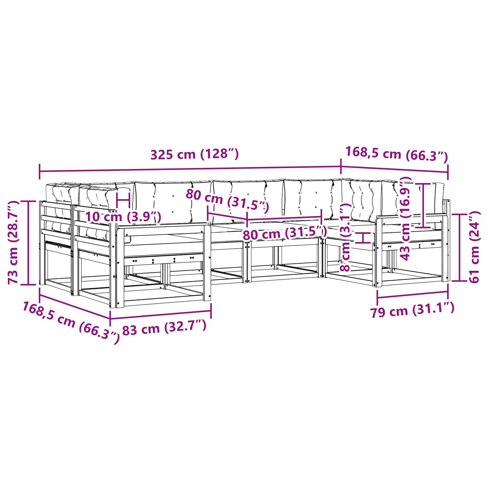 Set vanjskih sofa s jastukom 6 pcs Bijela i svjetlosiva