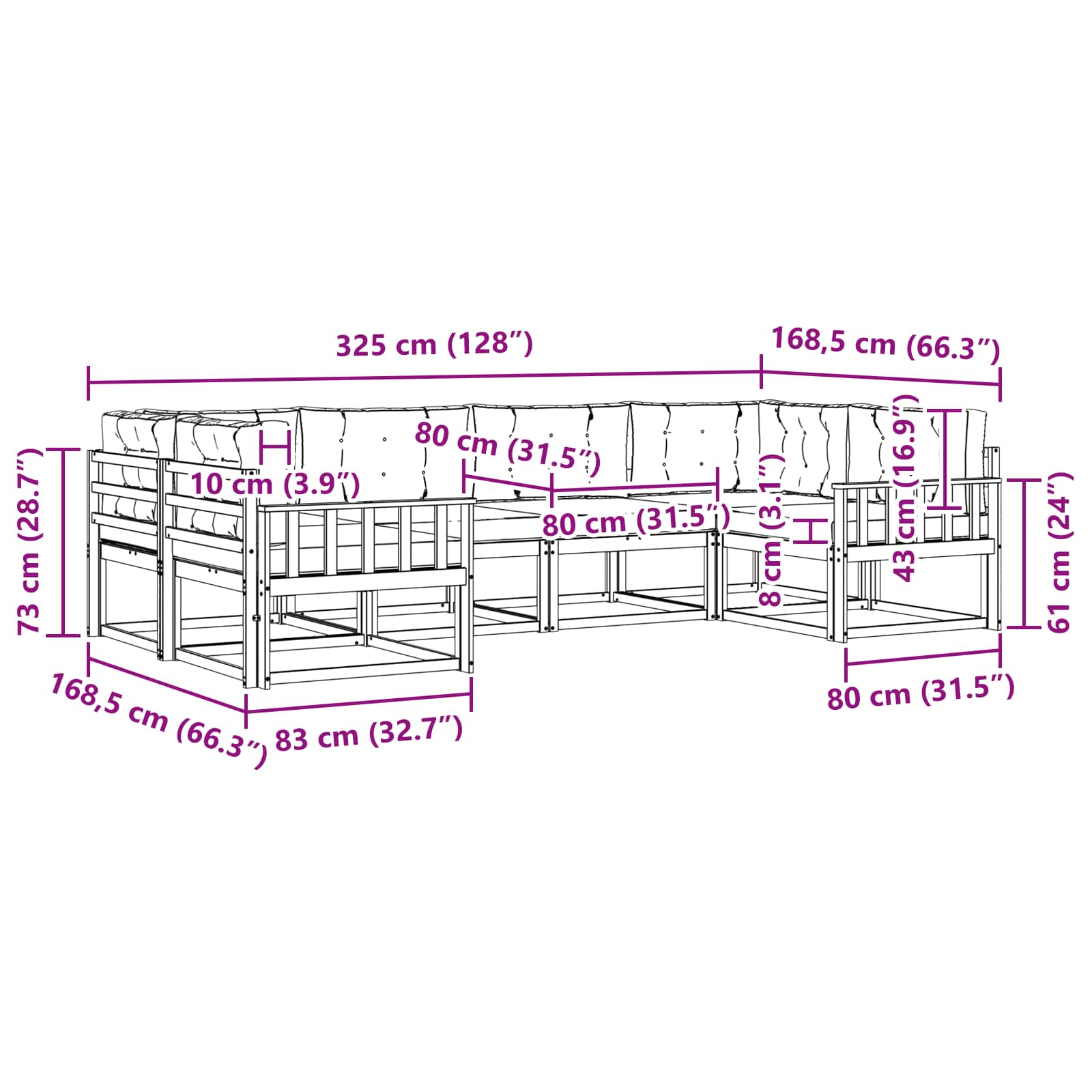 Set vanjskih sofa s jastukom 6 pcs Bijela i antracit