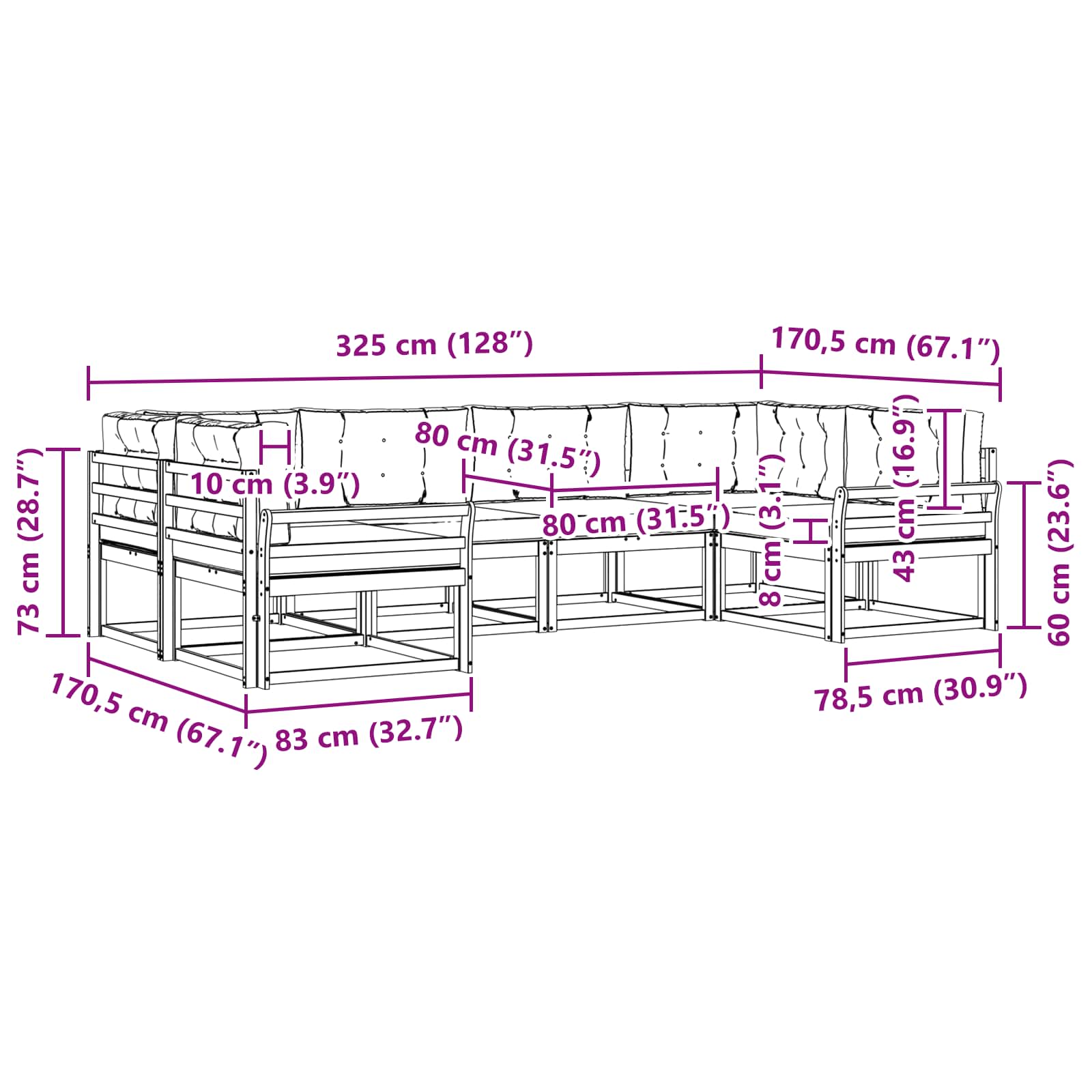 Set vanjskih sofa s jastukom 6 pcs Bijela i krem