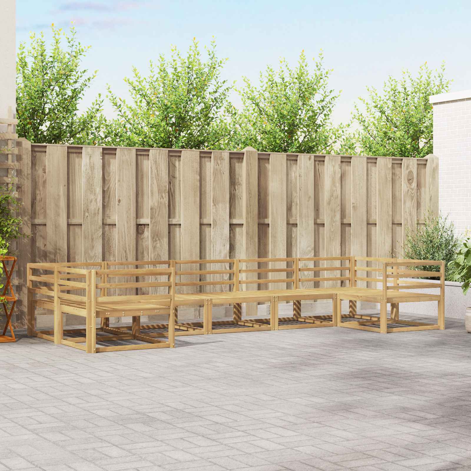 Set vanjskih sofa 7 pcs Bijela Čvrsto drvo akacije