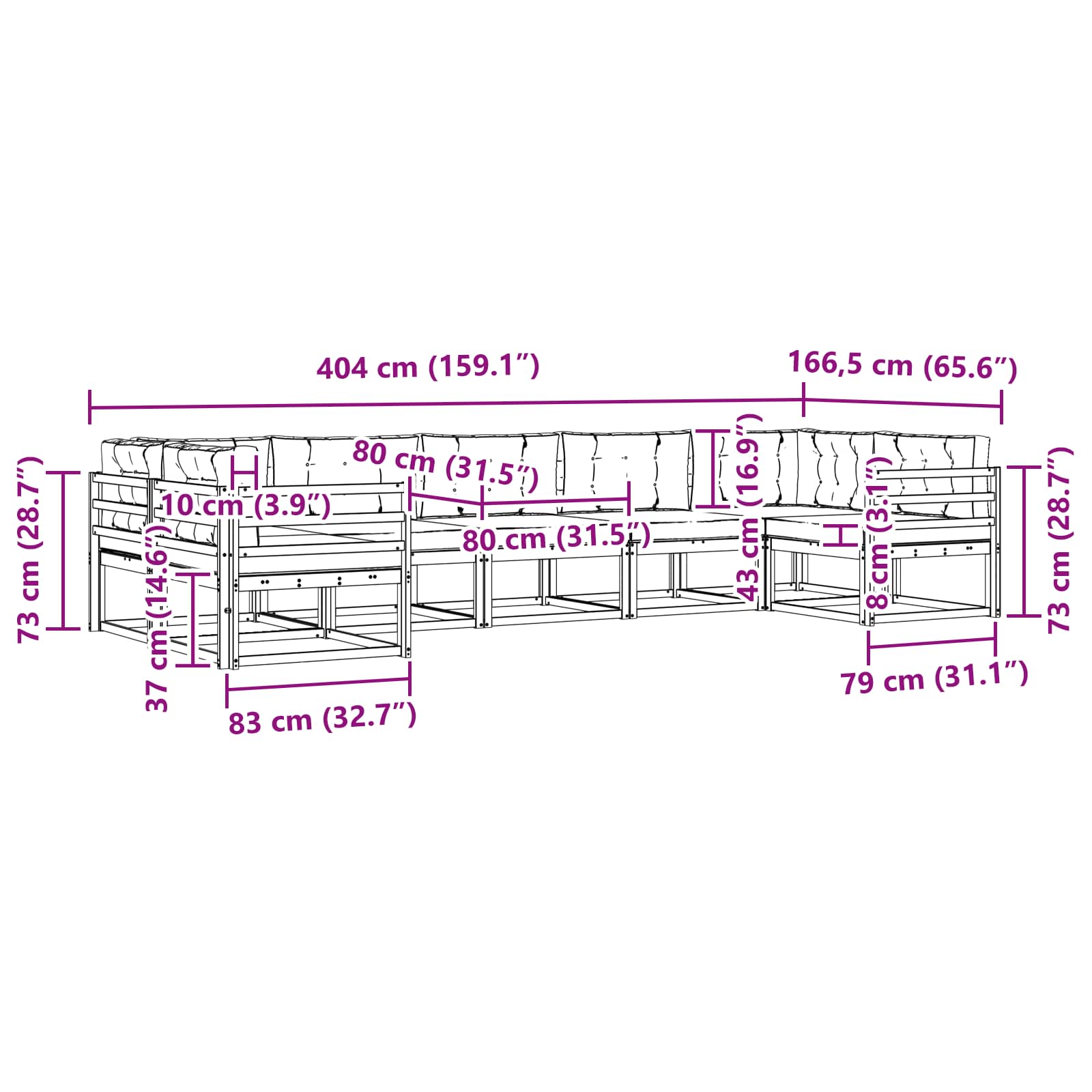 Set vanjskih sofa s jastukom 7 pcs Bijela i bež